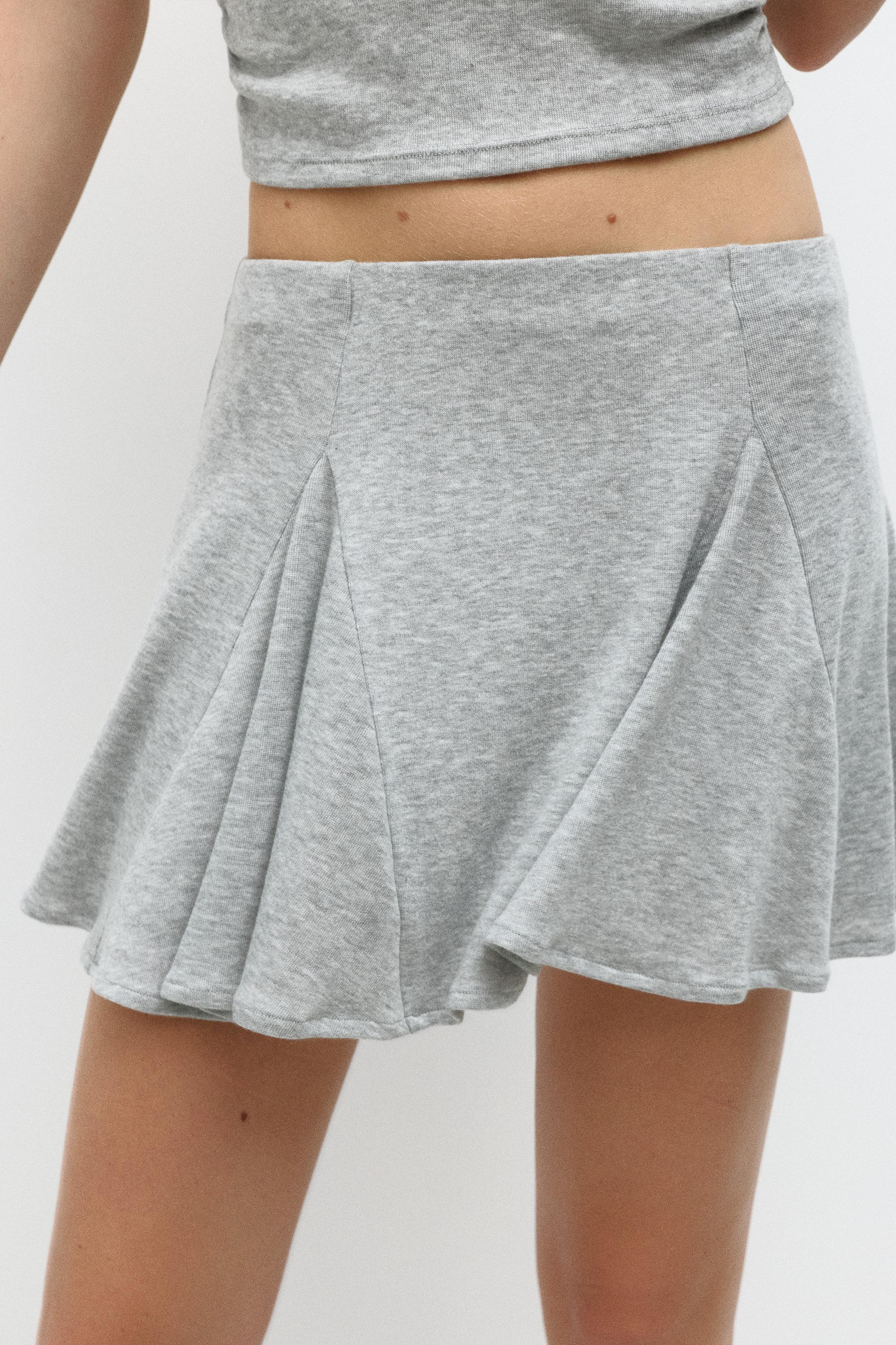 Ruffled mini skirt — Grey marl