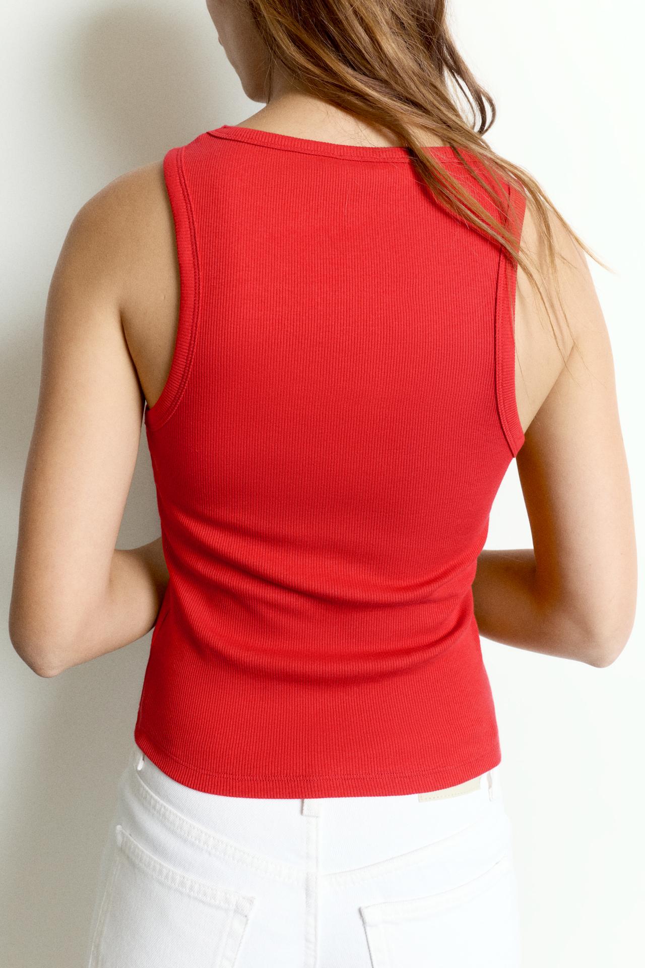 Red text tank top — Red