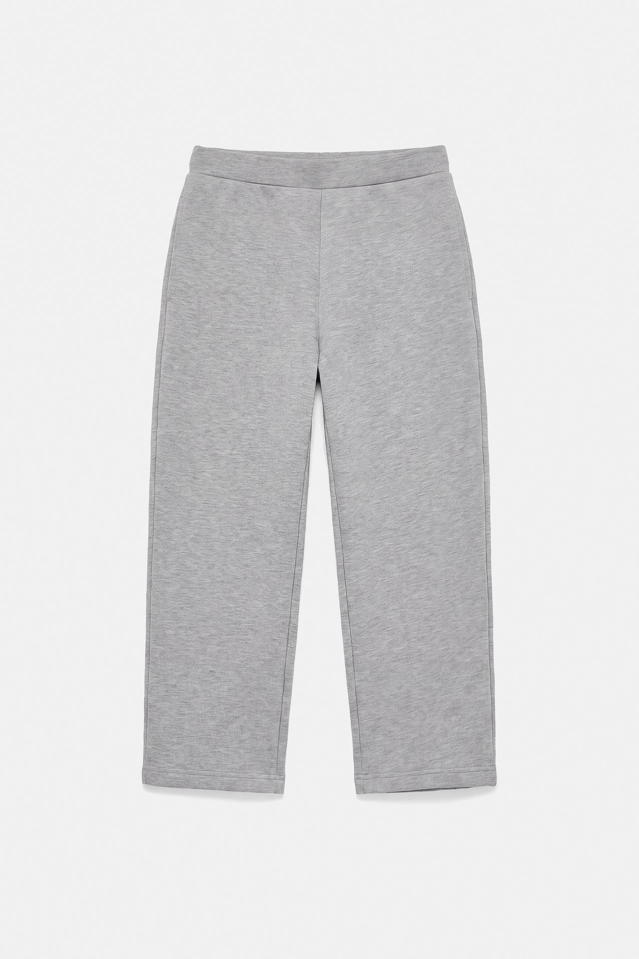 Neoprene-effect barrel trousers — Grey marl