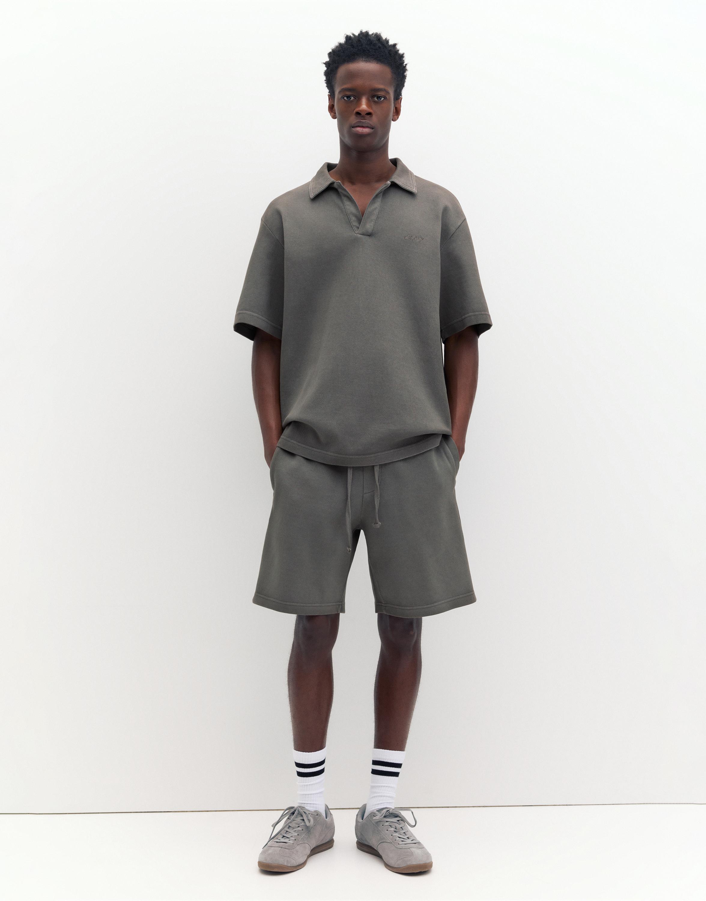 Short sleeve piqué polo shirt — Anthracite grey