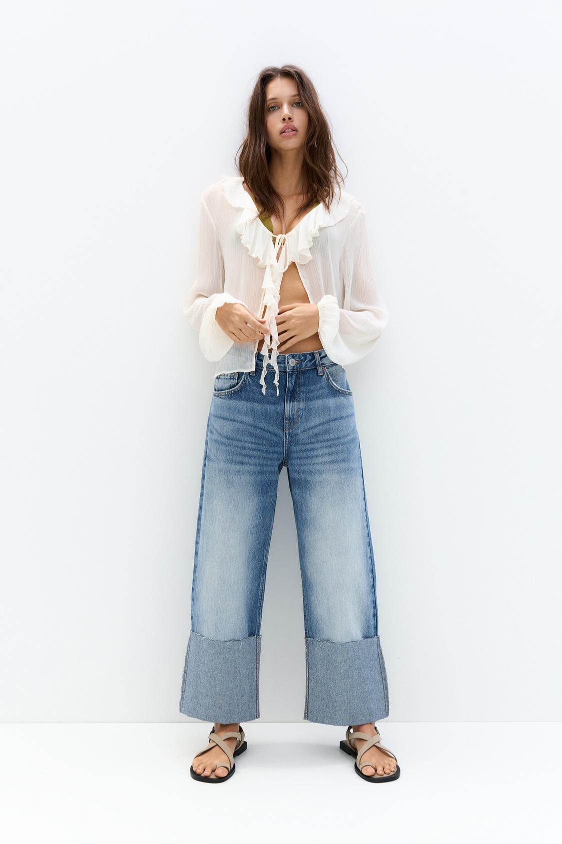 Wide Leg Vaqueros Flare Pull And Bear Straight-leg High-waist