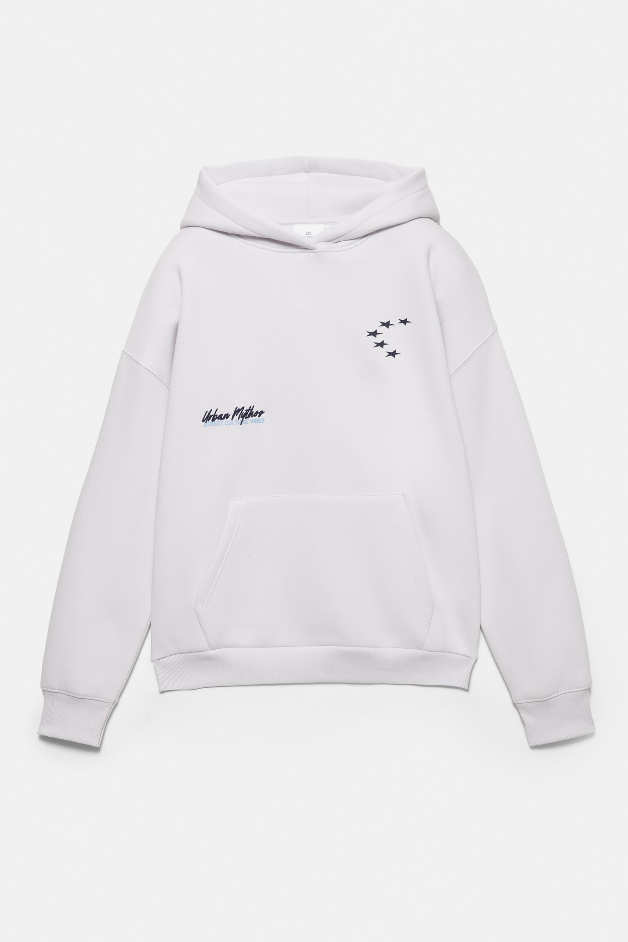 Yazılı yıldız desenli kapüşonlu sweatshirt - Görsel 2