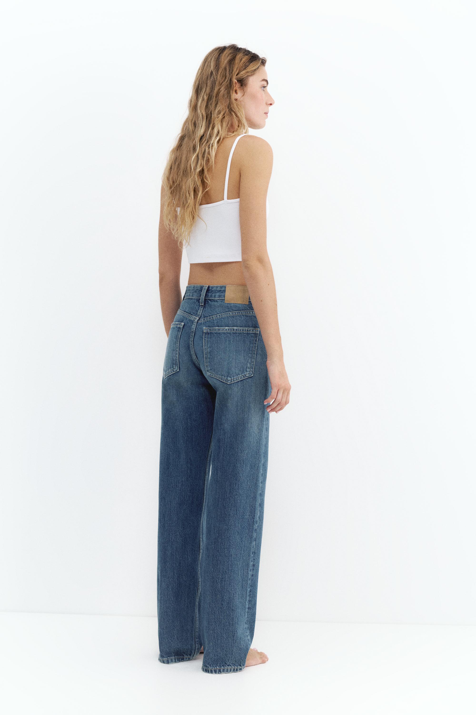 Mid-waist straight-leg jeans — Dark blue