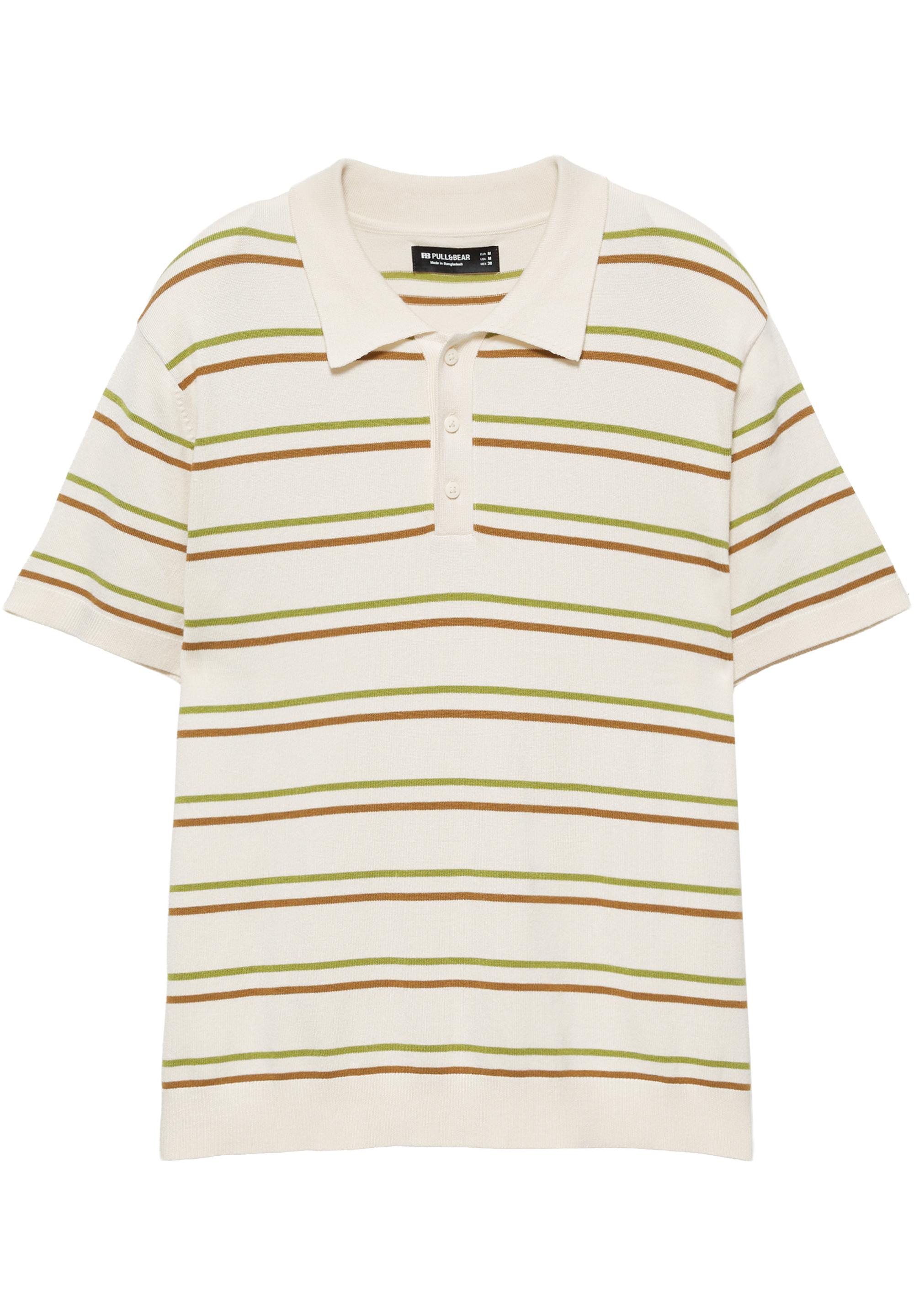 Short sleeve striped polo shirt — Sand