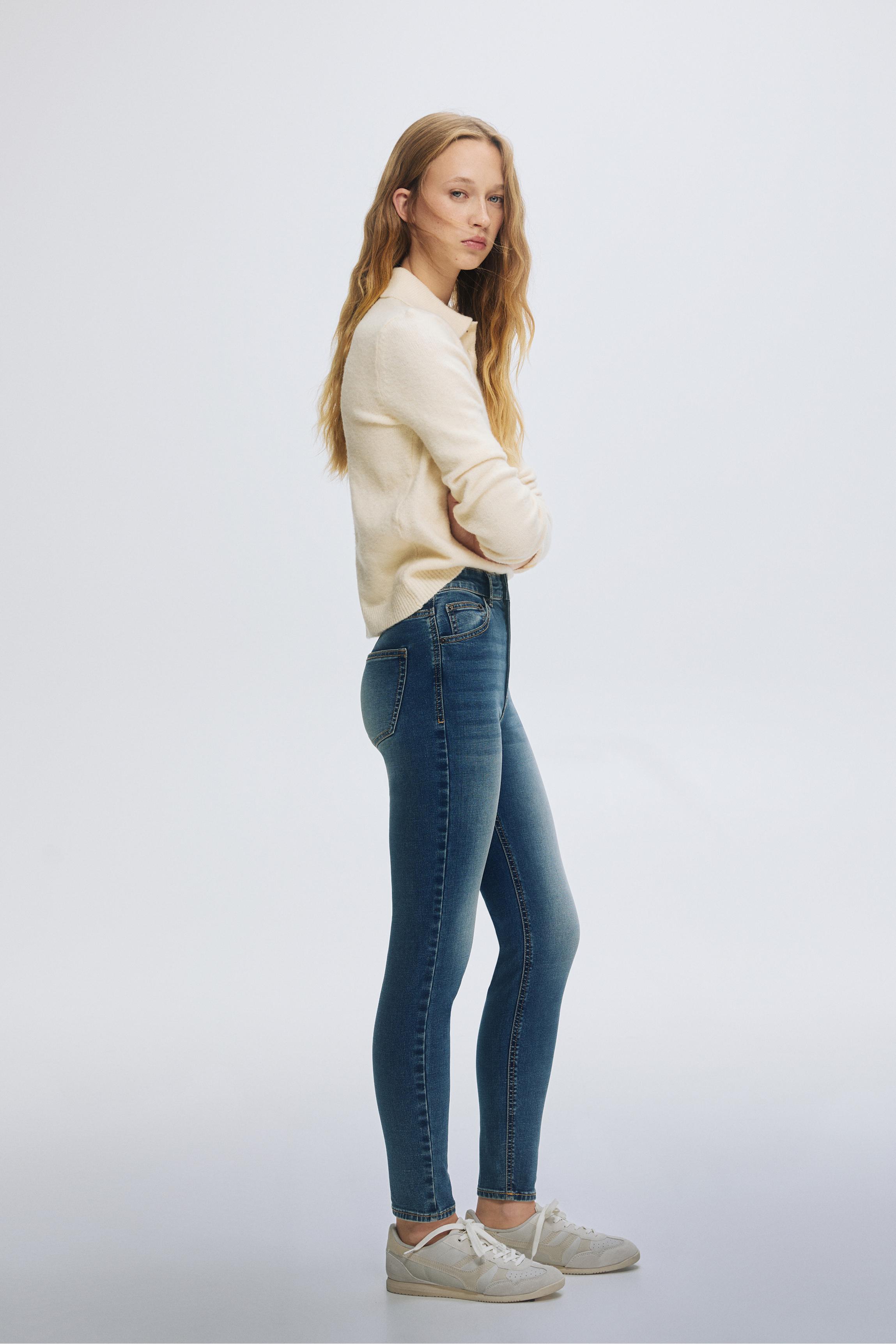 High-waist skinny jeans — Medium blue