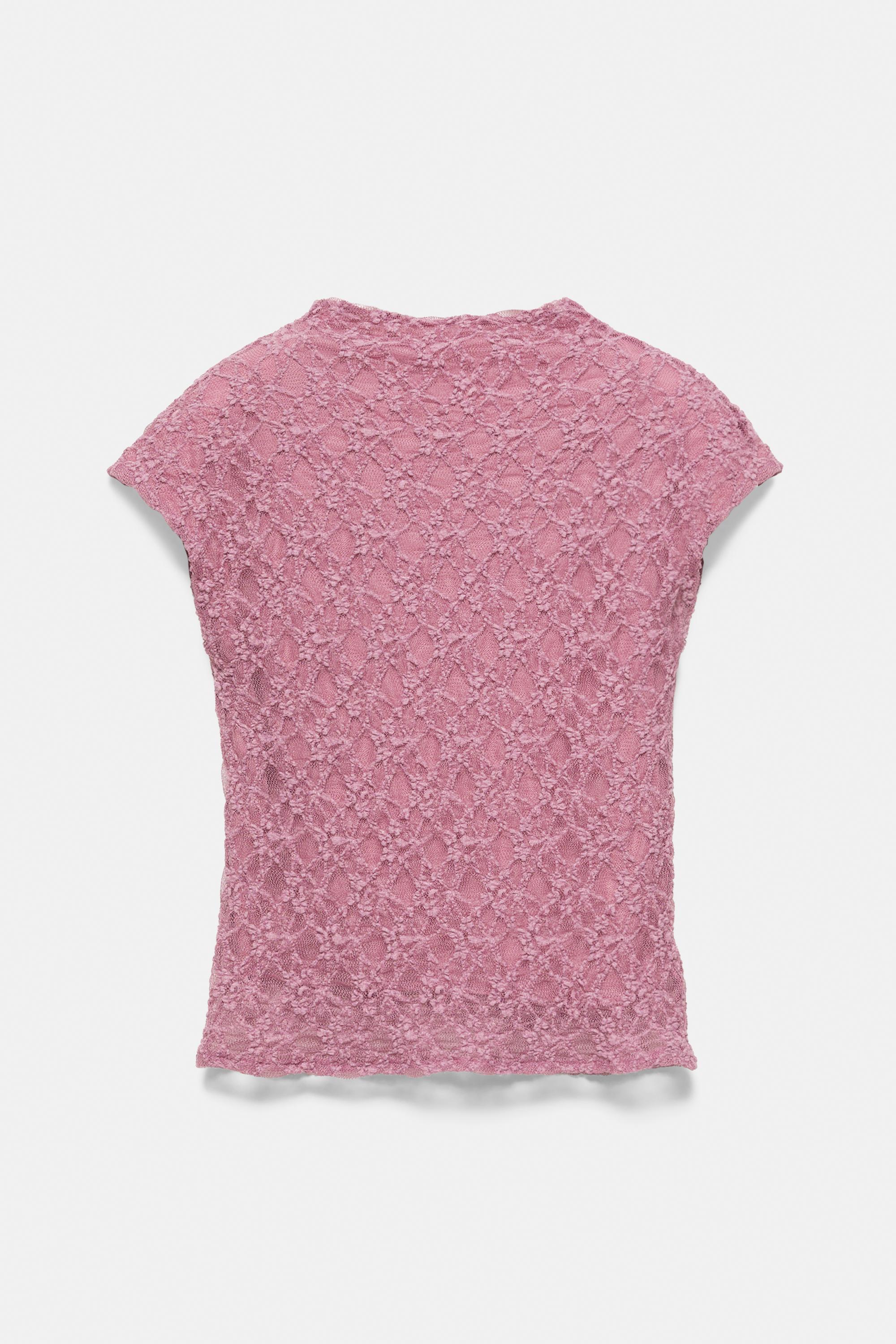Fitted lace T-shirt — Powder mauve