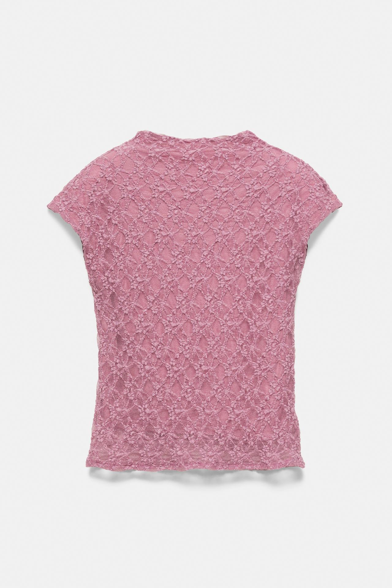 Fitted lace T-shirt — Powder mauve