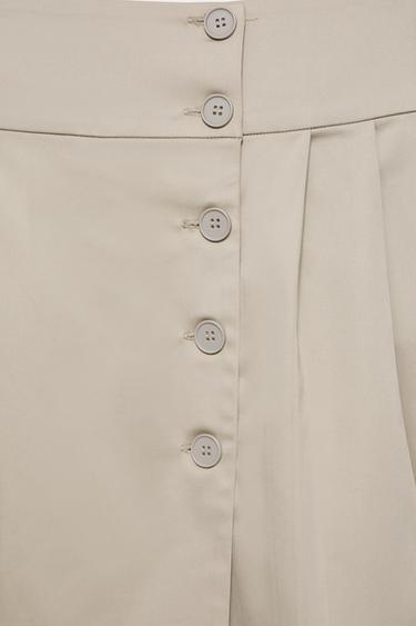 Box pleat mini skirt with buttons — Light camel 7
