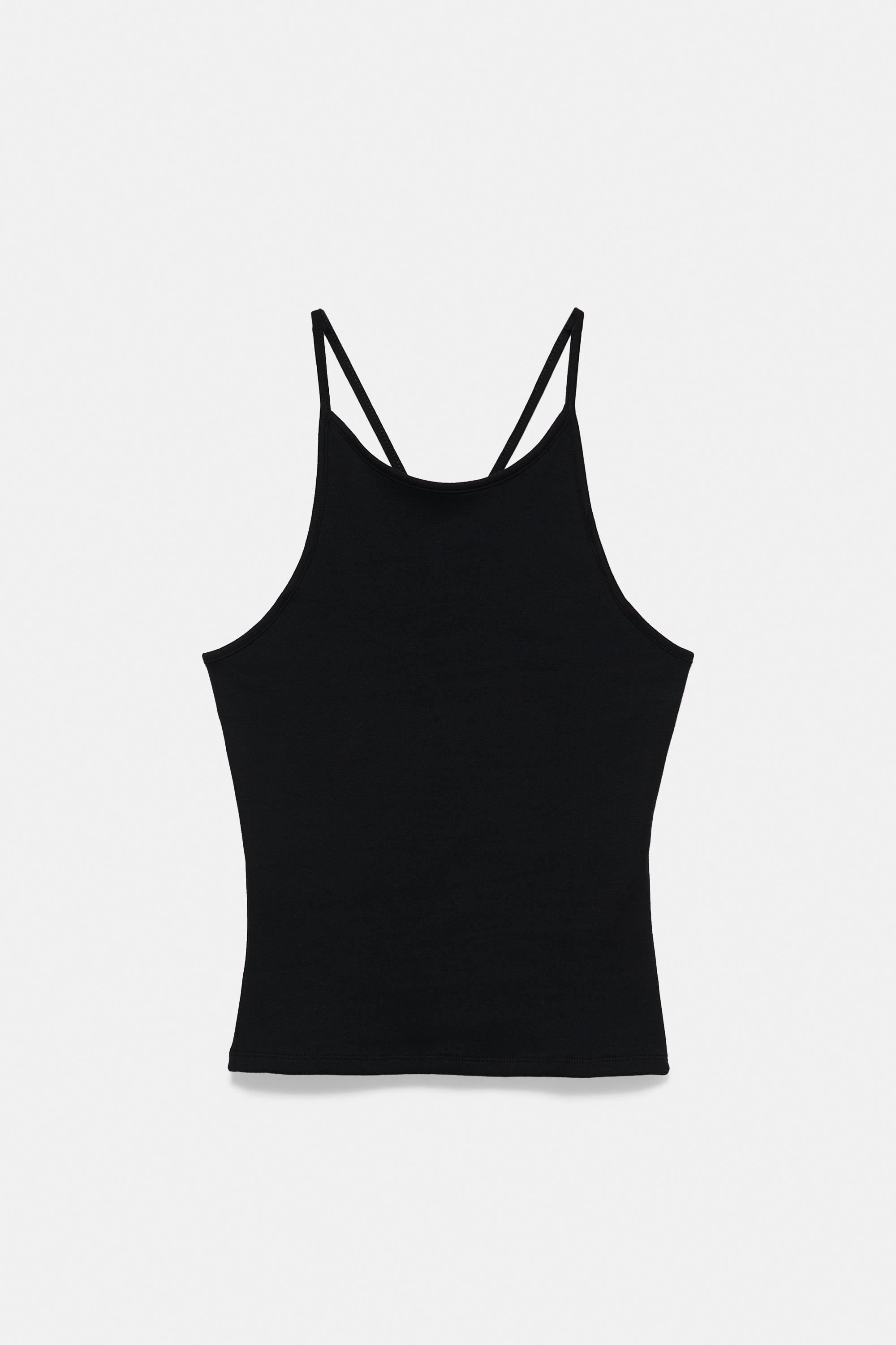 Halter-neck strappy back top — Black