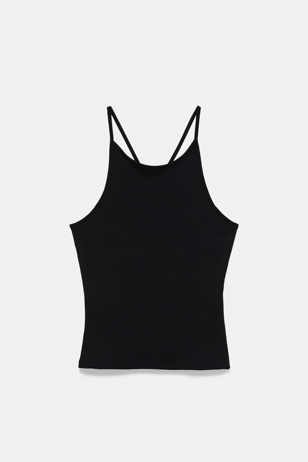 Halter-neck strappy back top — Black
