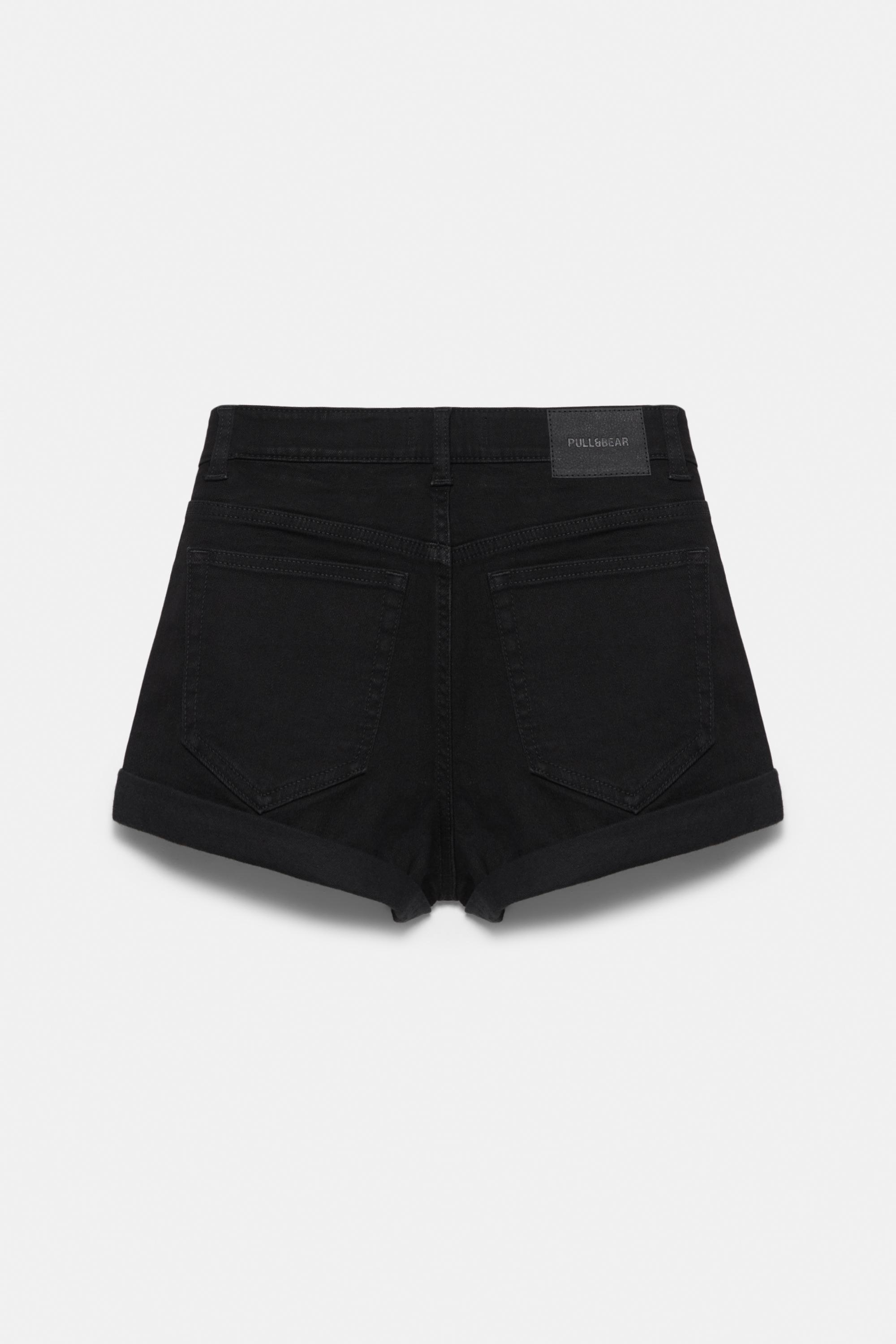Mid-waist denim shorts — Black