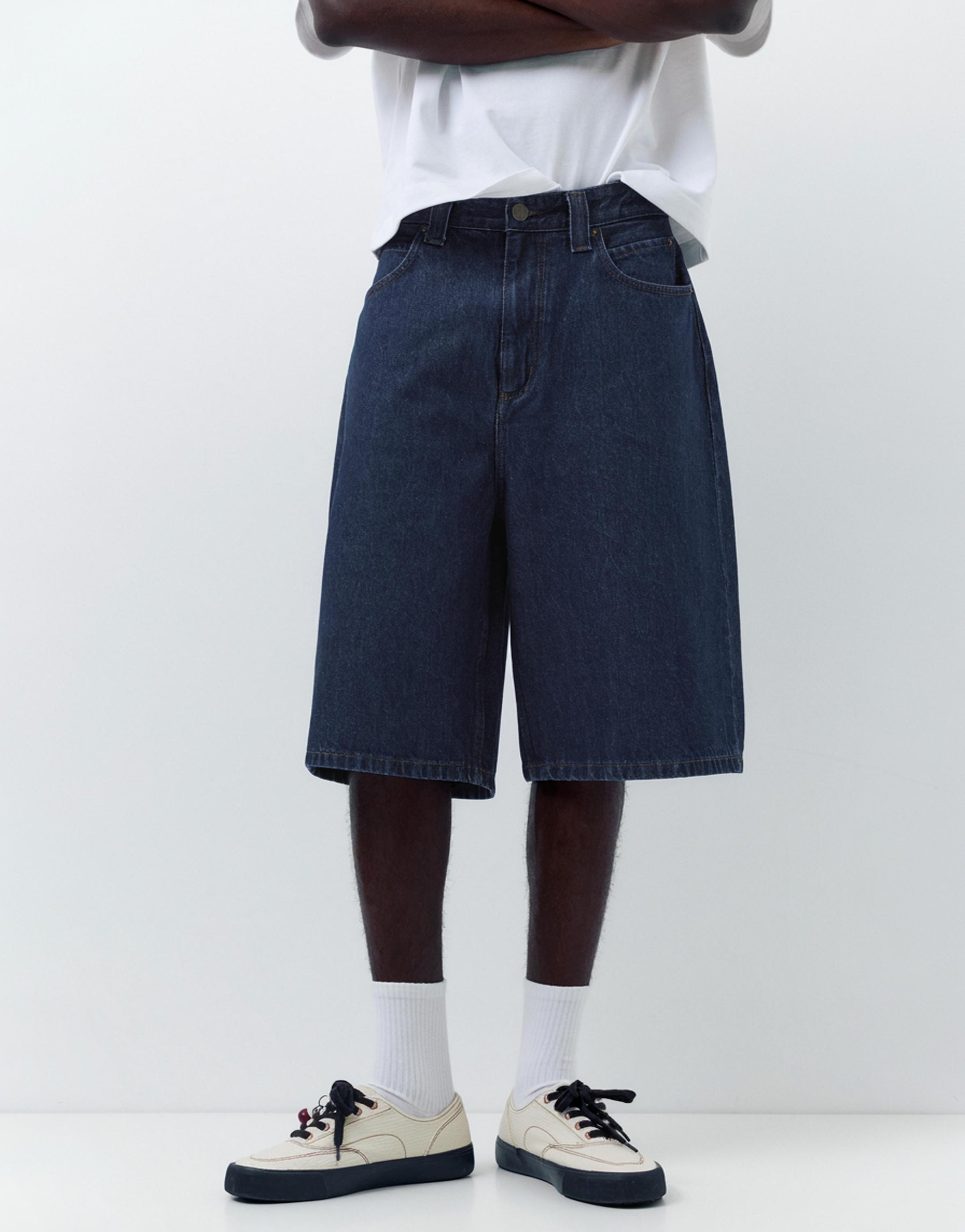 Skater denim Bermuda shorts — Navy