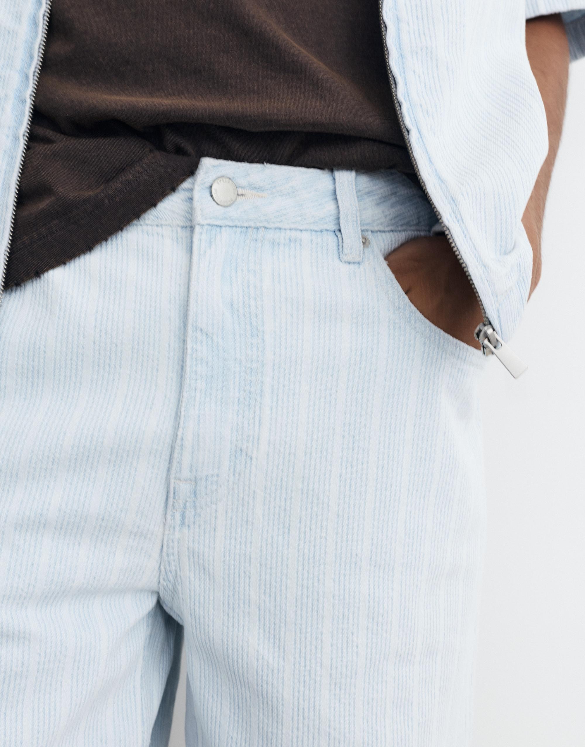 Standard fit jacquard denim Bermuda shorts — Pale blue