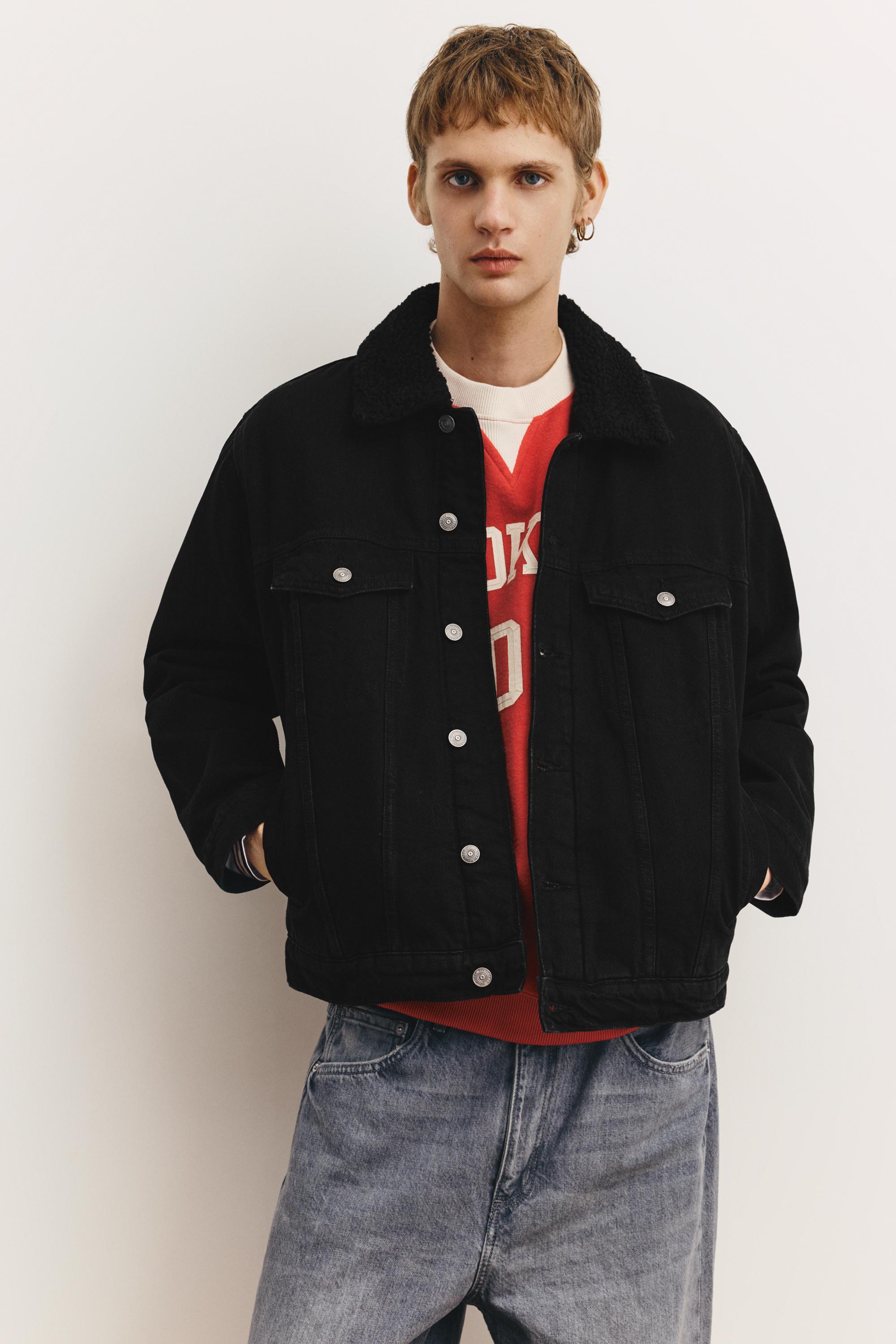 Giacca Jeans Collo Montone Sintetico