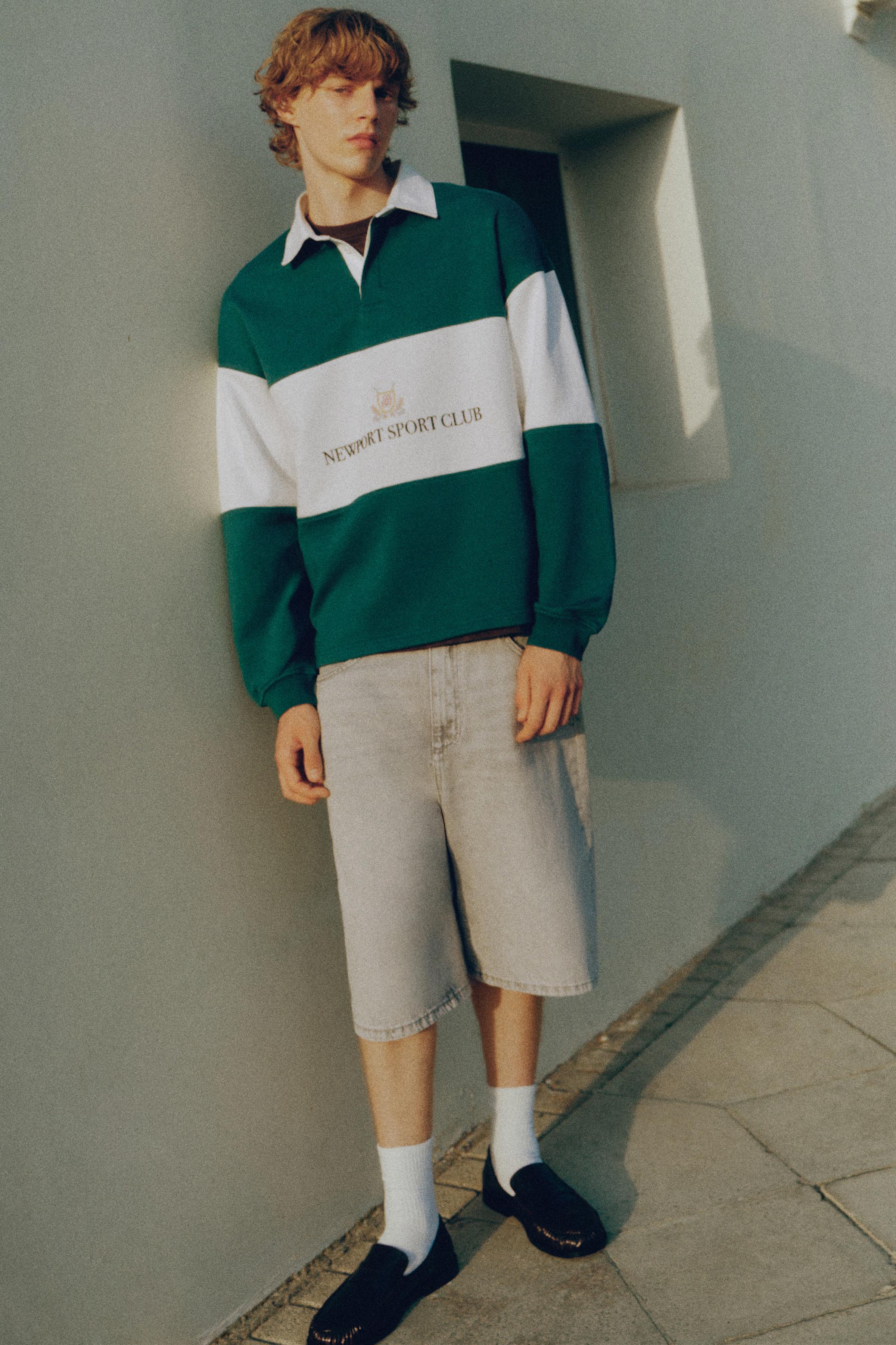 Long sleeve Newport Sport Club polo shirt — Off white