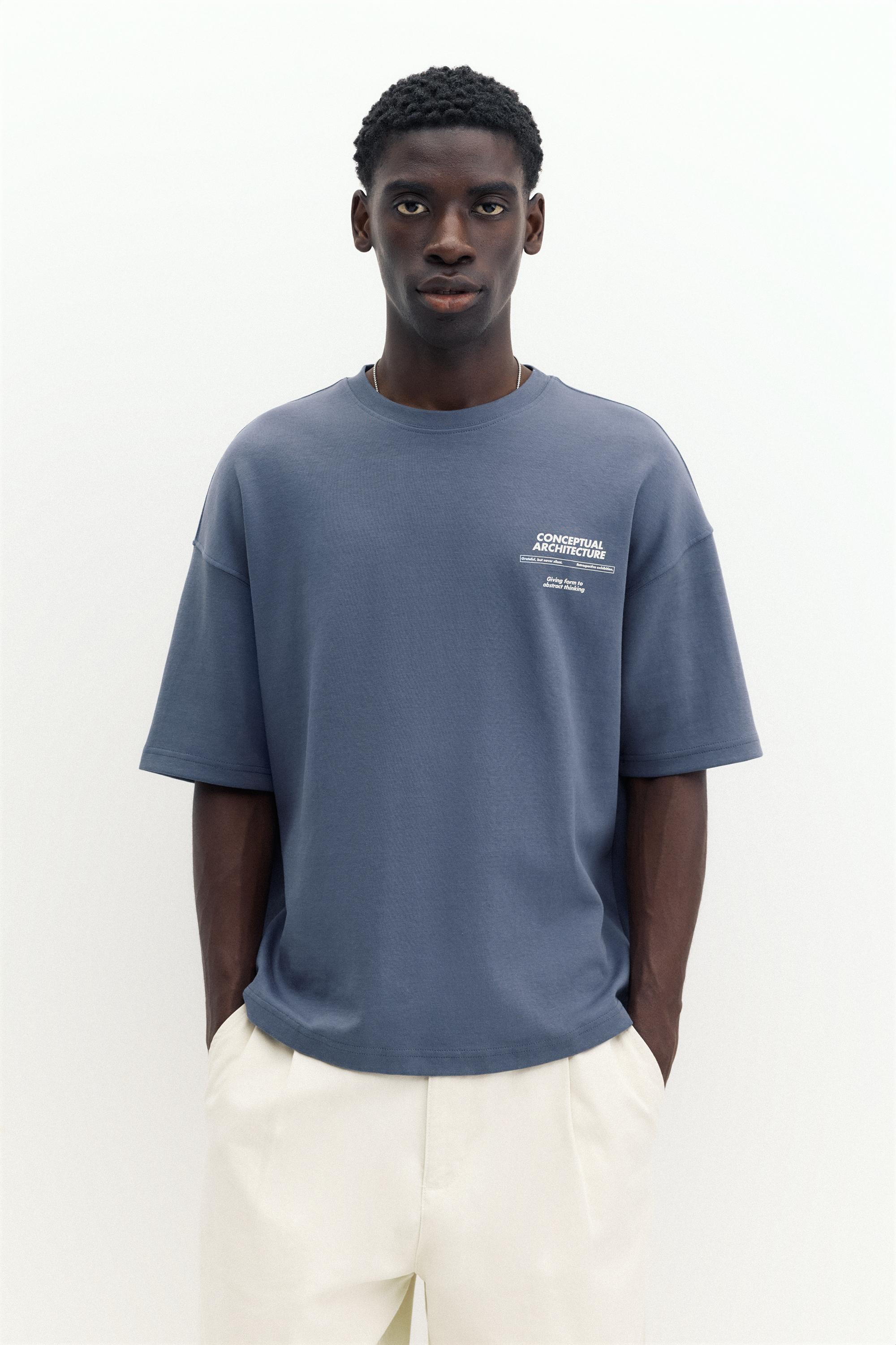 Short sleeve graphic sweatshirt — Indigo blue
