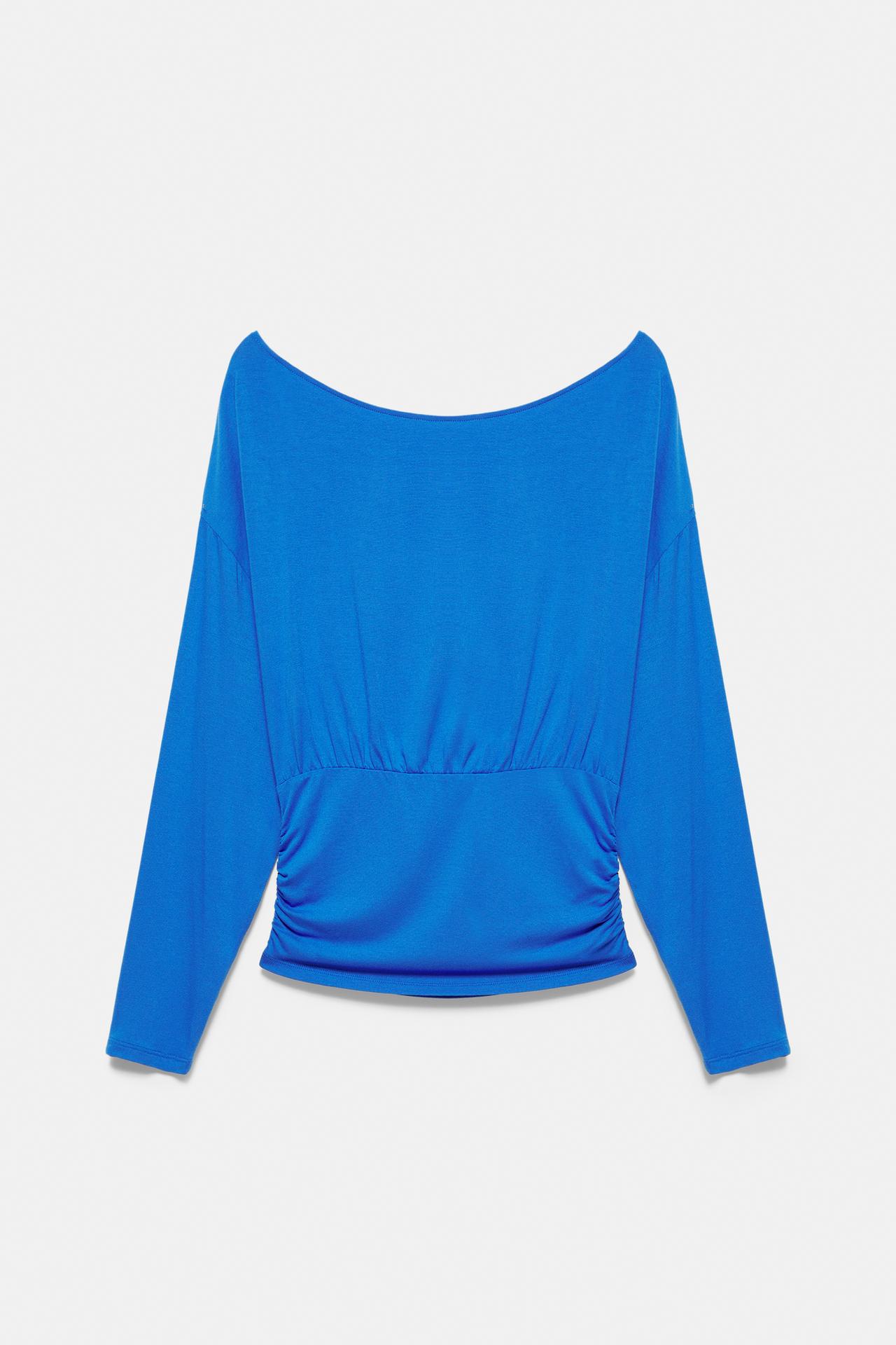 Asymmetric top with waistband — Deep blue