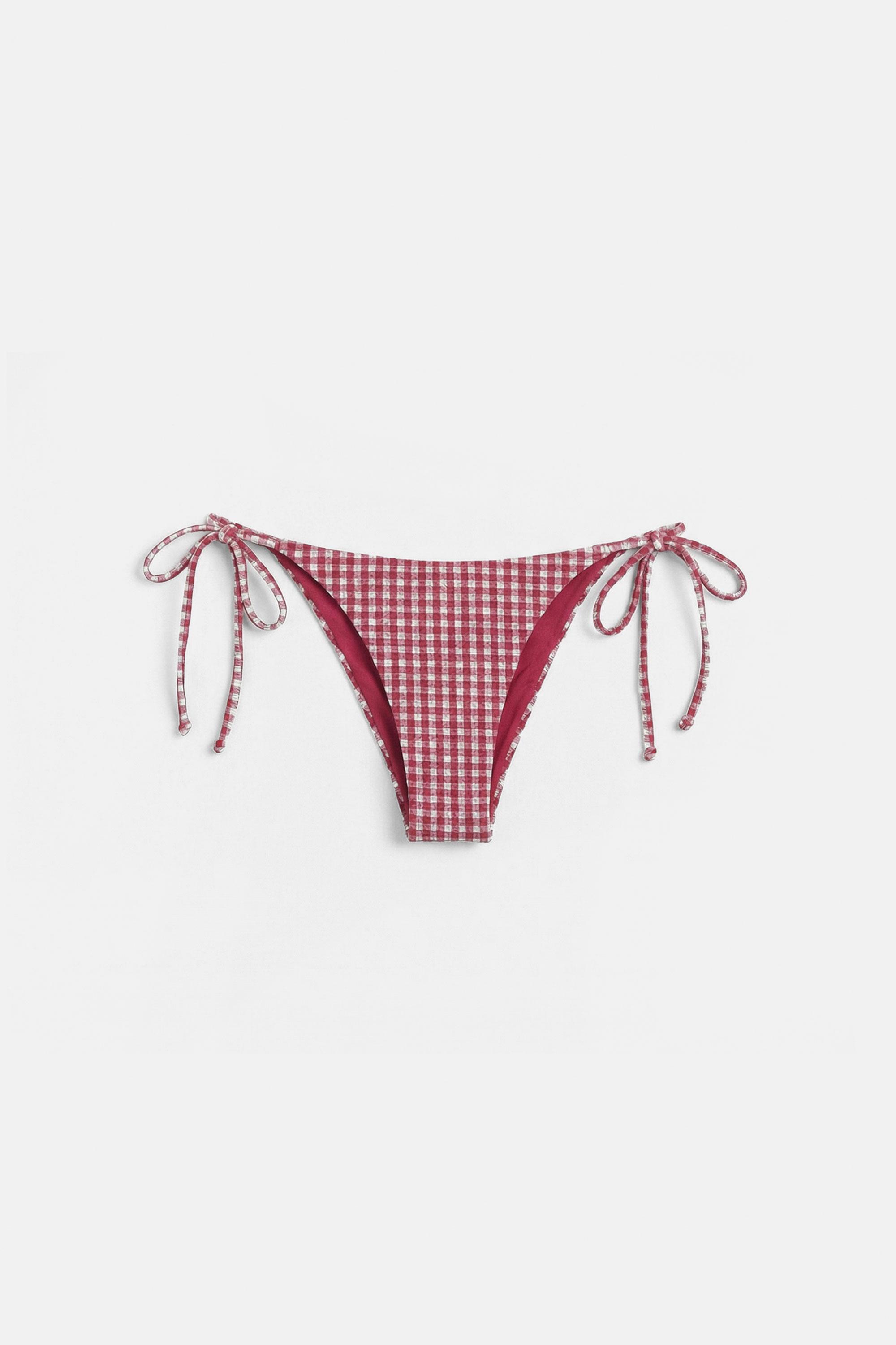 Gingham bikini bottoms — Maroon
