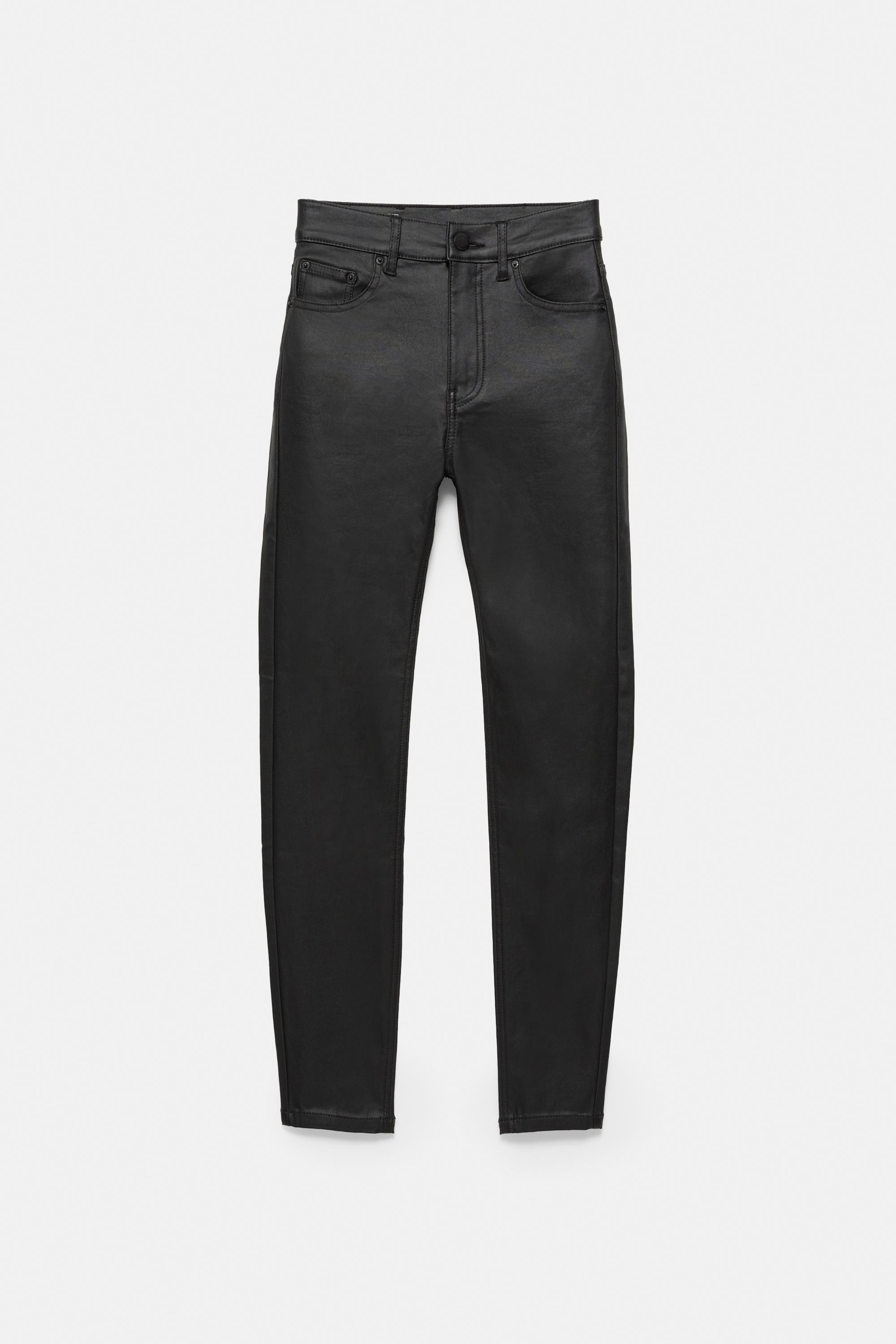 Leather effect skinny trousers — Black