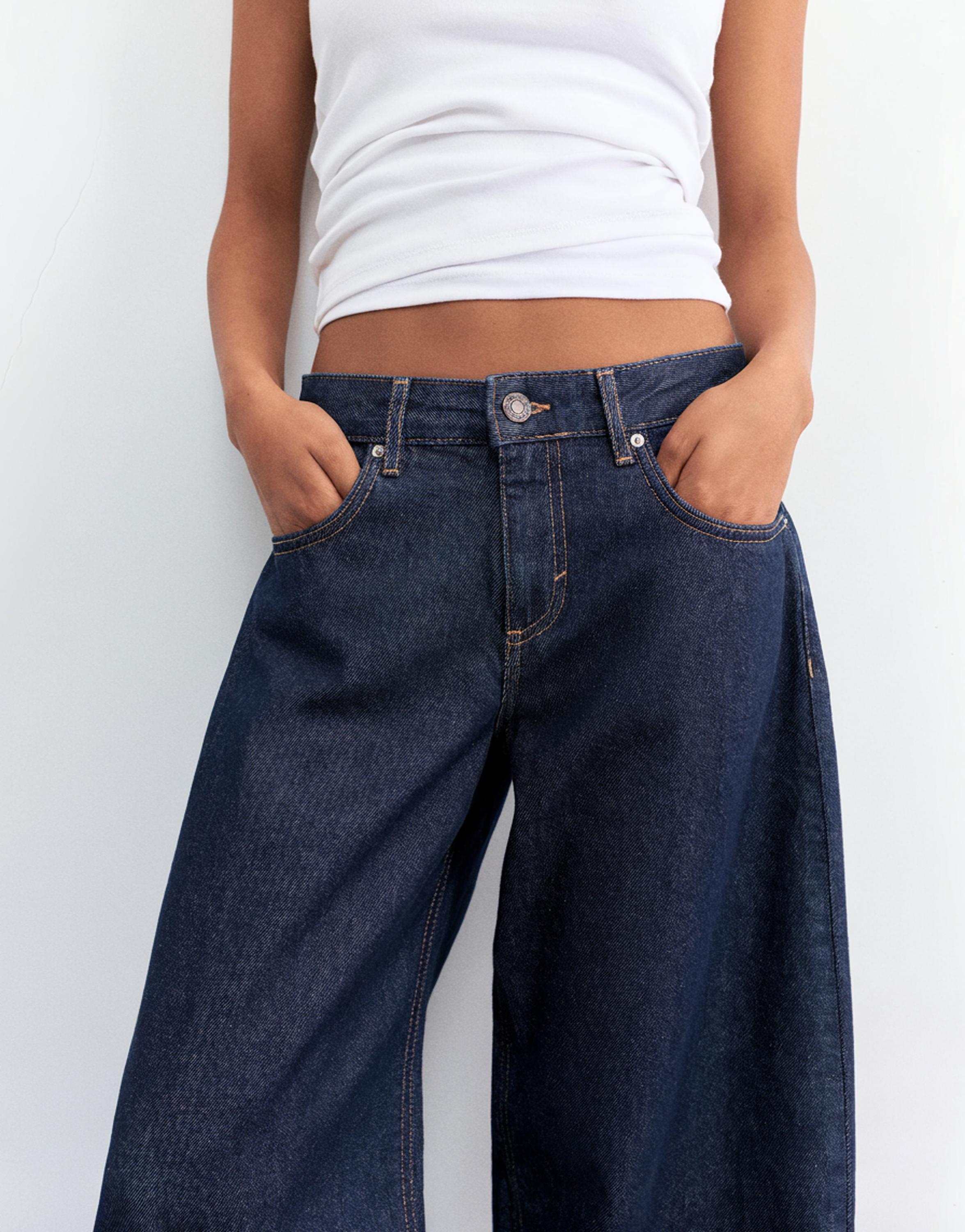 Low-rise barrel jeans — Navy