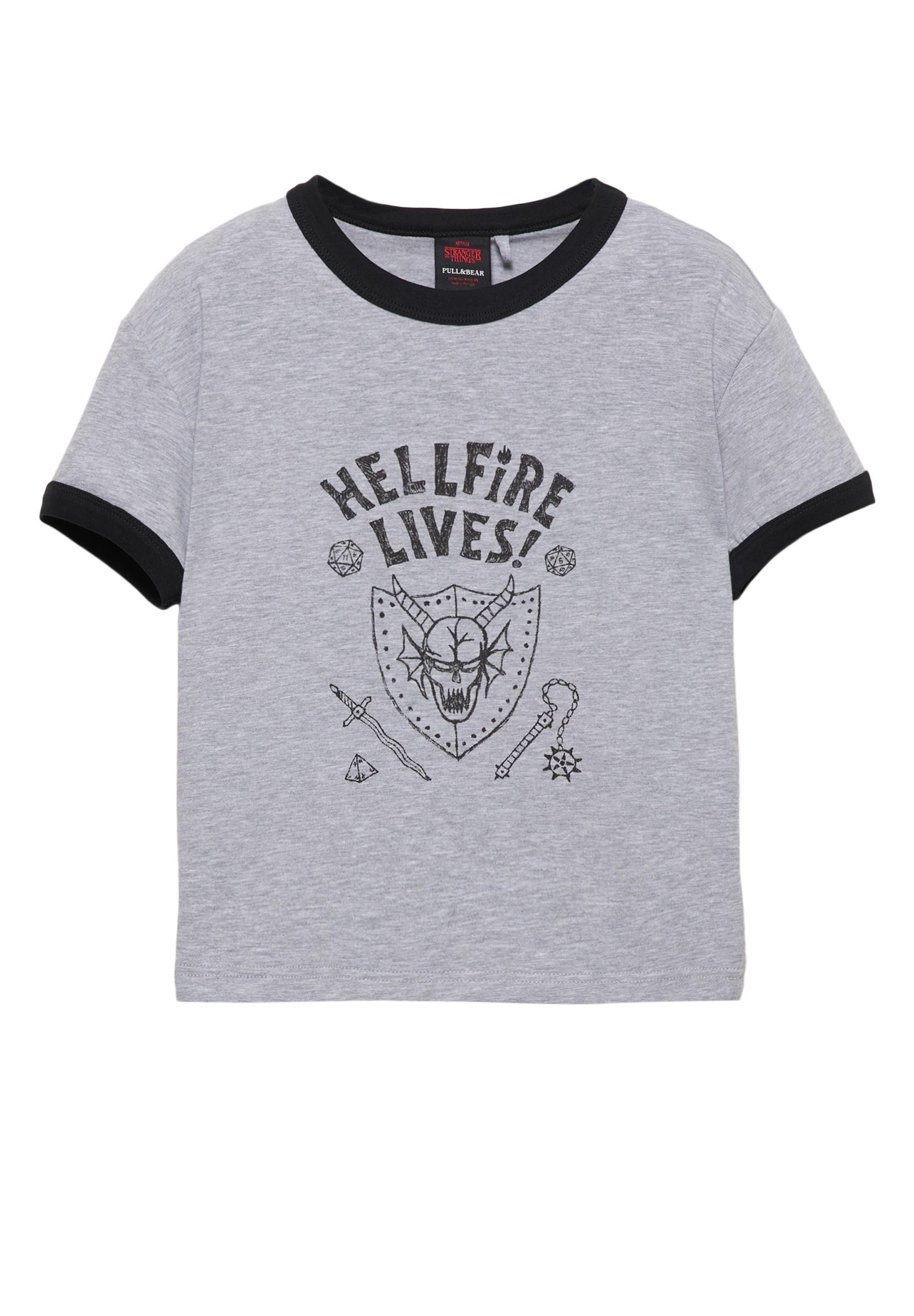 Hellfire Lives Stranger Things T-shirt — Grey marl