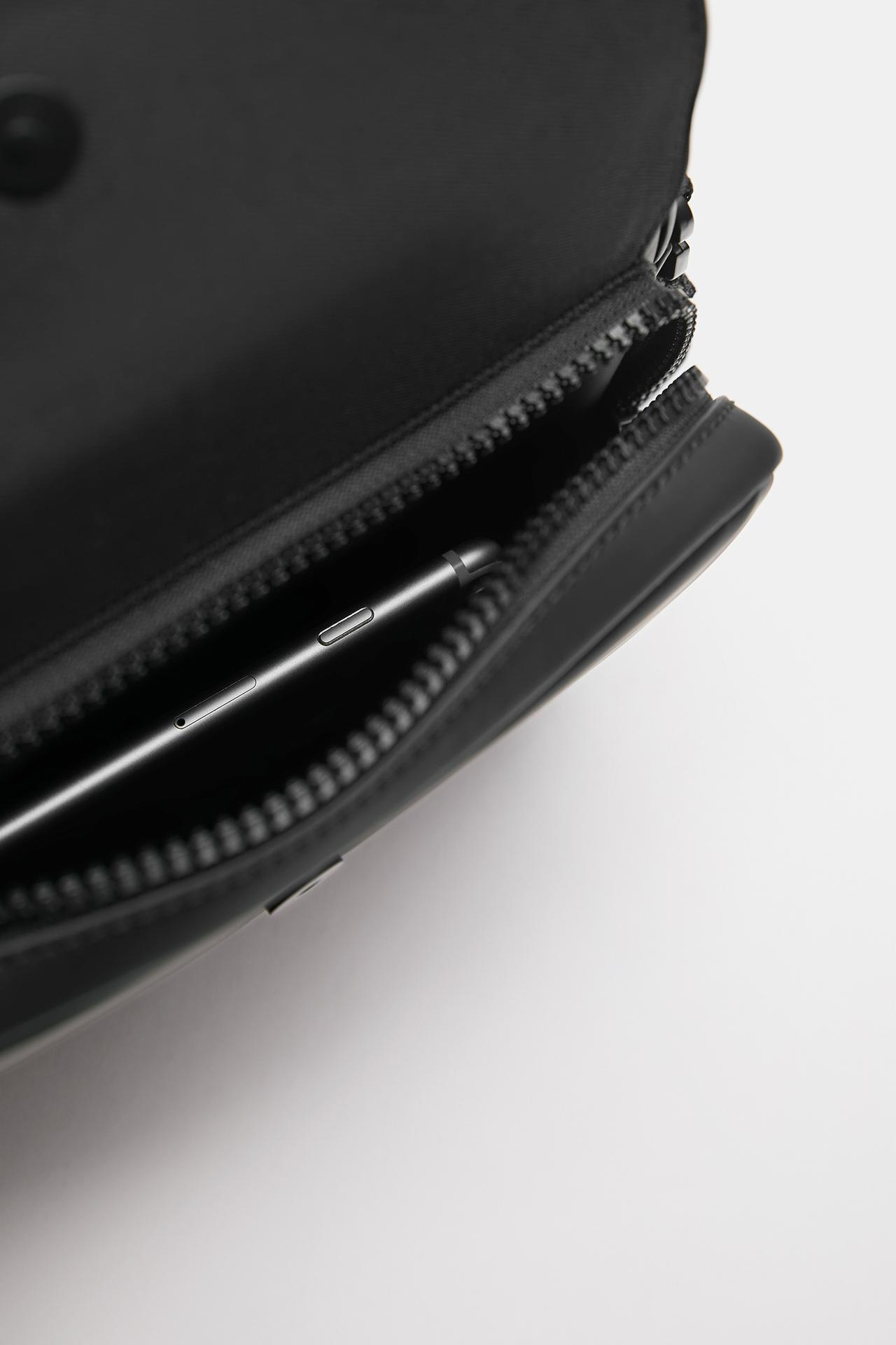 Rubberised crossbody bag — Black