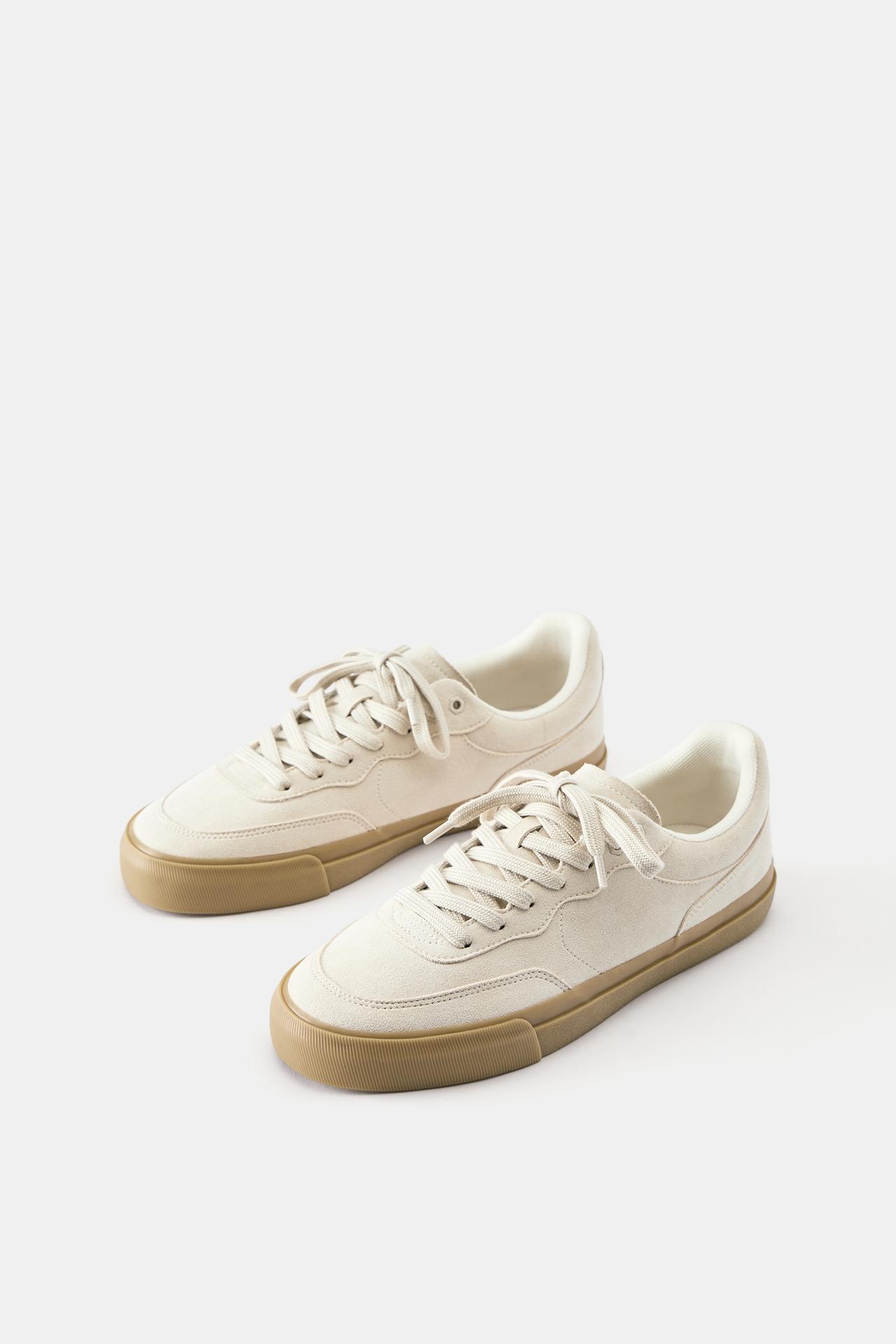 Casual suede trainers — Ecru