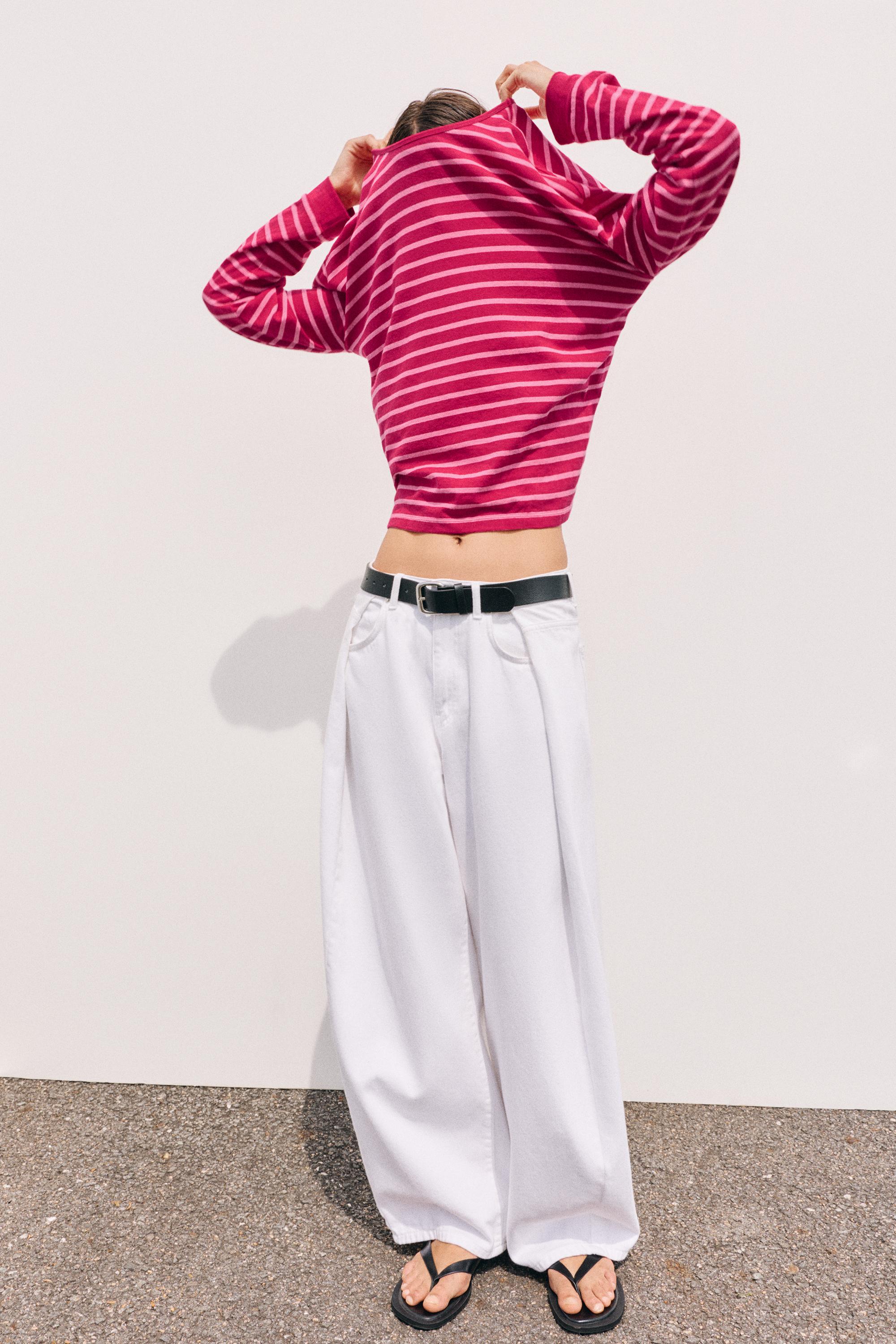 Oversize long sleeve striped T-shirt — Striped
