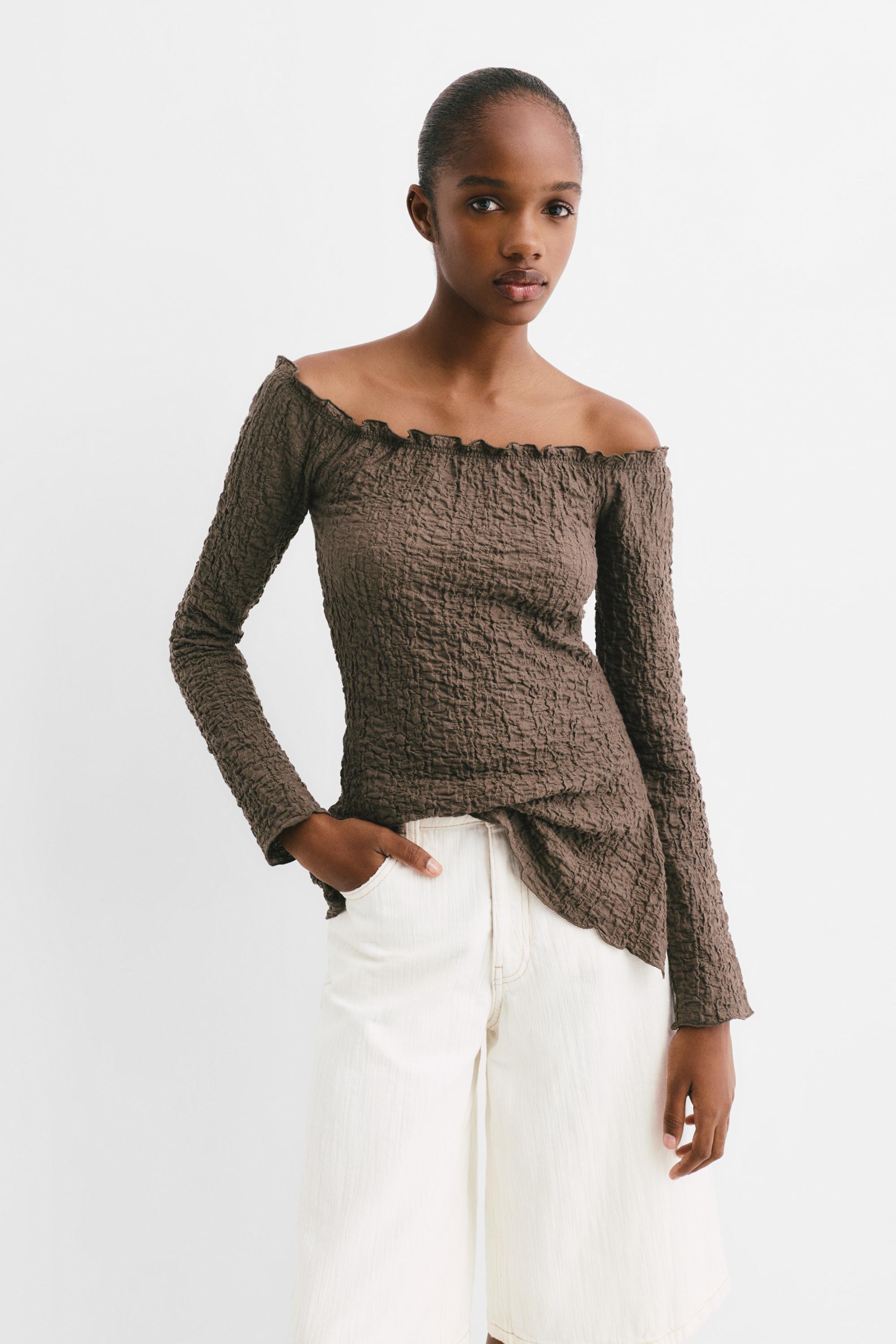 Carmen-Top In Knitter-Optik