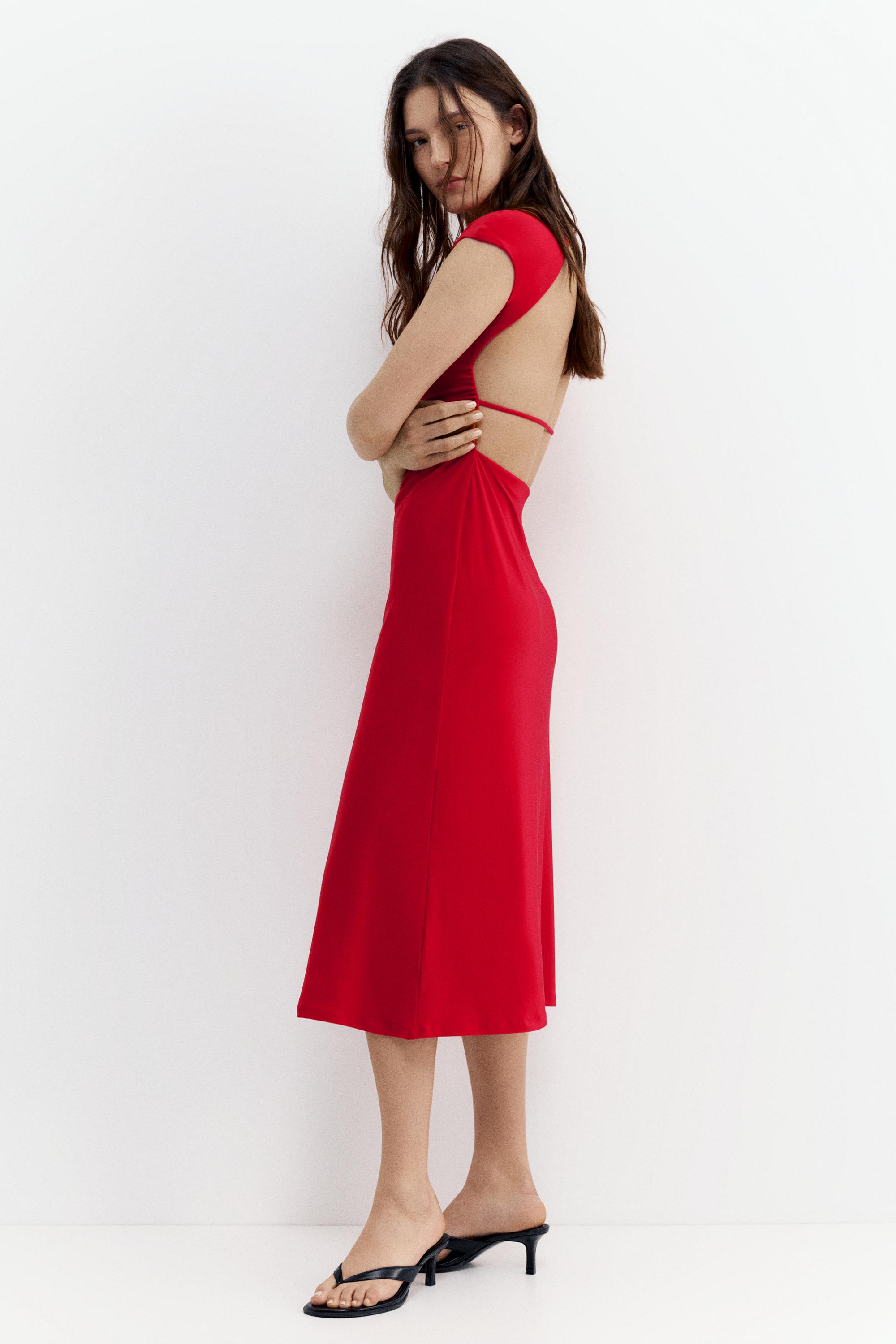 Sırtı açık midi elbise - Görsel 12