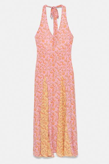 Printed halter midi dress — Pink 3