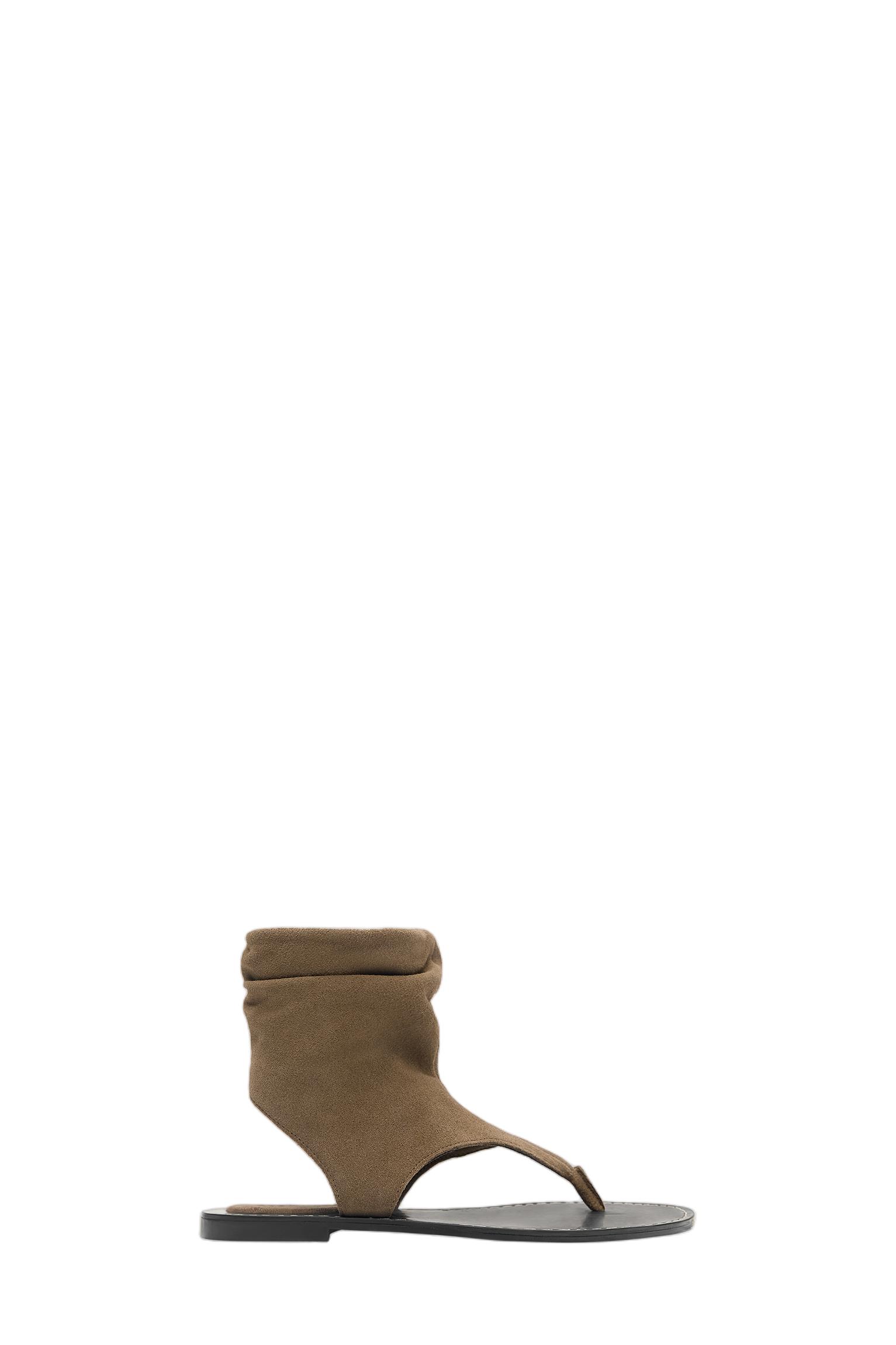 Leather bootie sandals — Brown