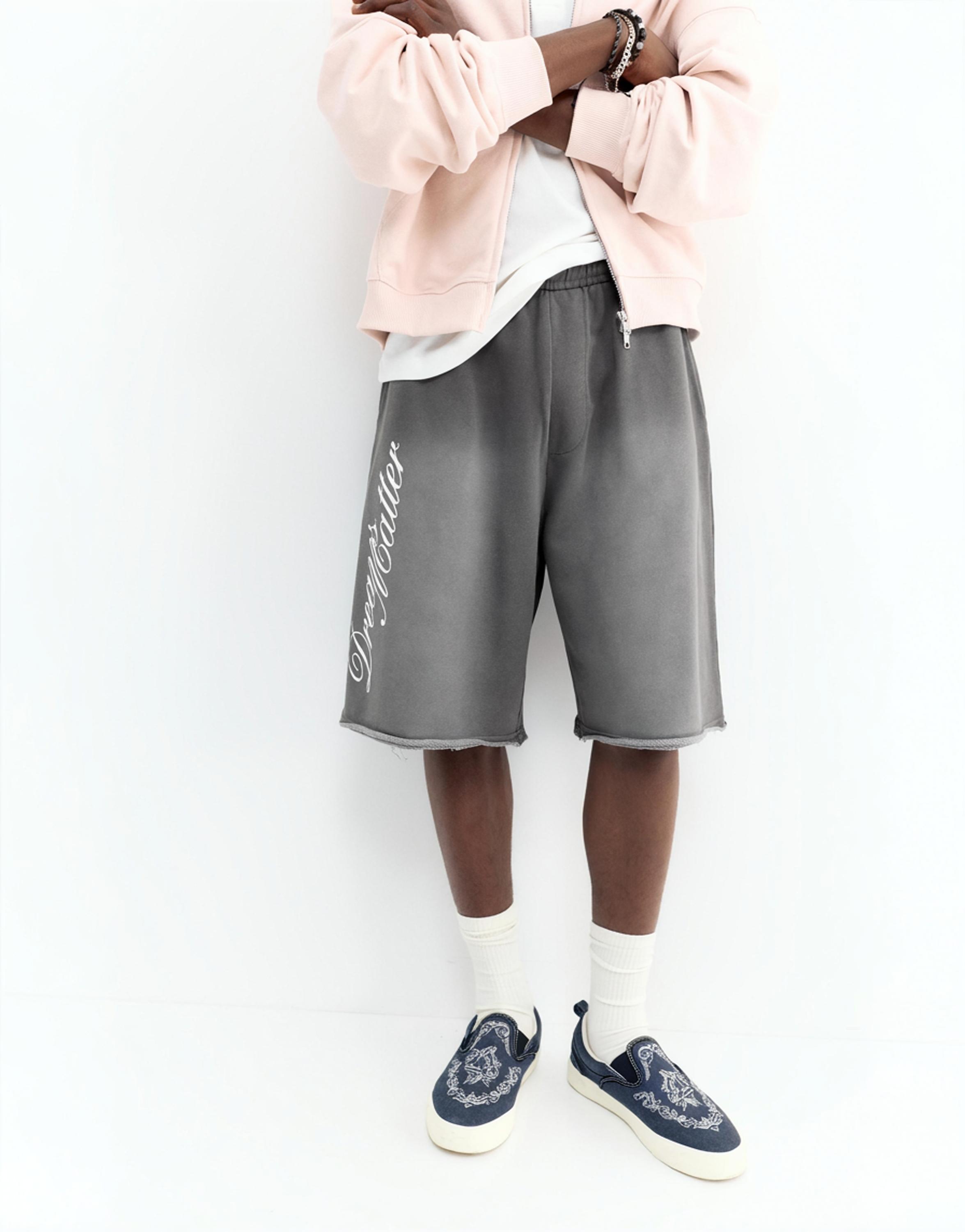 Graphic skater Bermuda sweatshorts — Grey