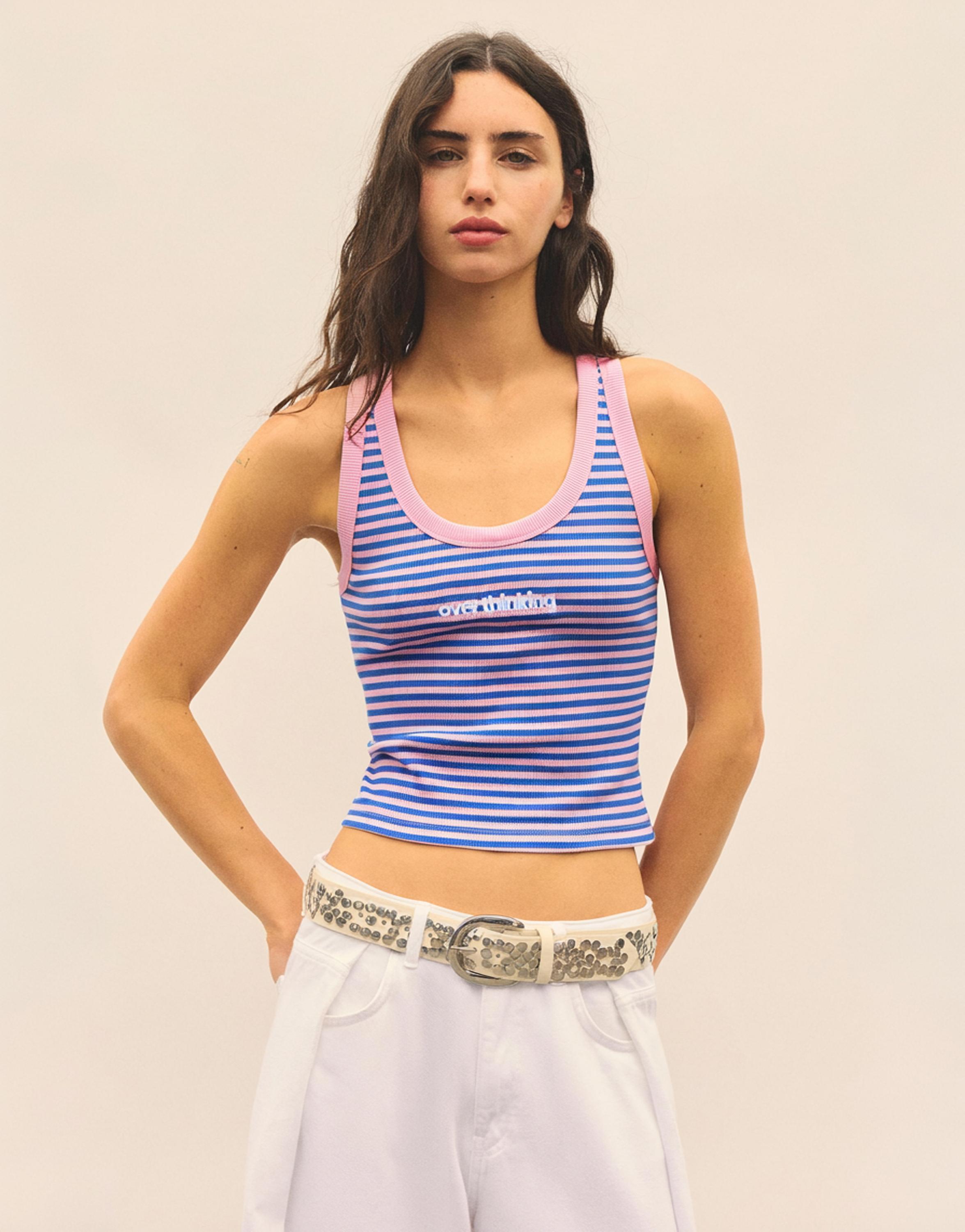 Striped tank top — Deep blue