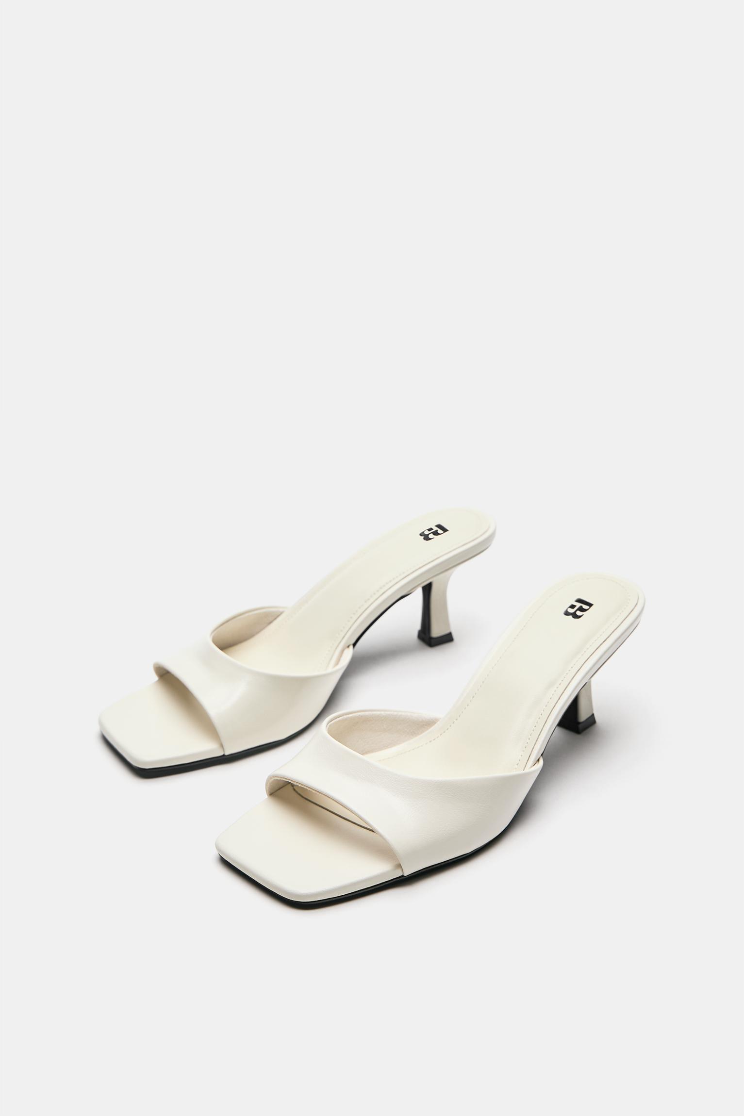 Heeled mule sandals — White