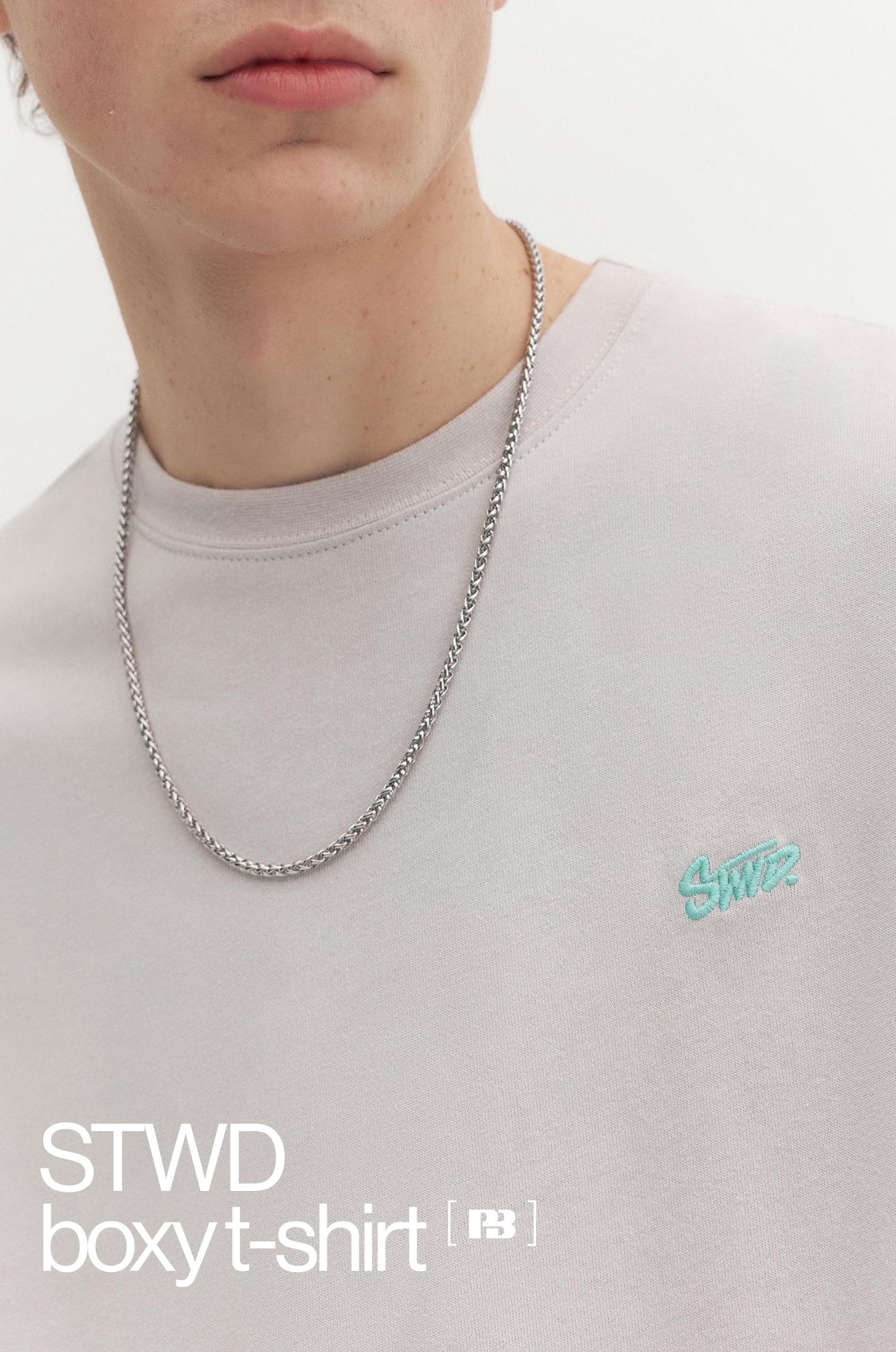 Boxy STWD logo T-shirt — Pearl grey