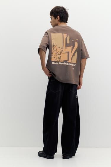Short sleeve graphic sweatshirt — Brown 2