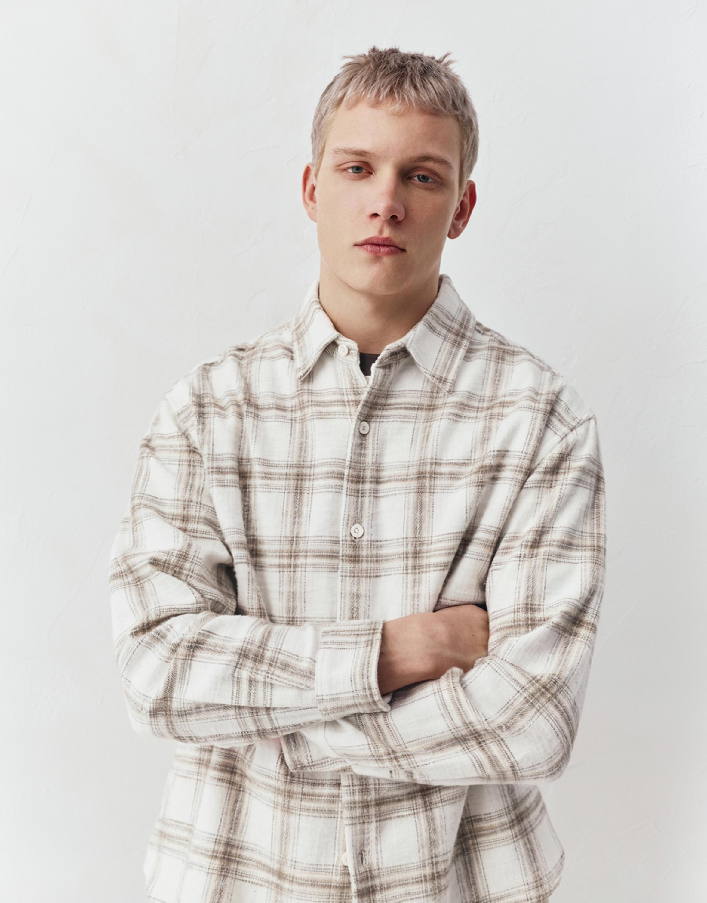 Kareli uzun kollu gömlek - Görsel 11