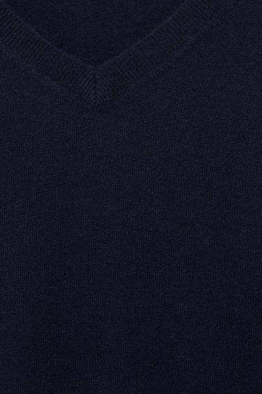 100% wool v-neck jumper — Navy 7