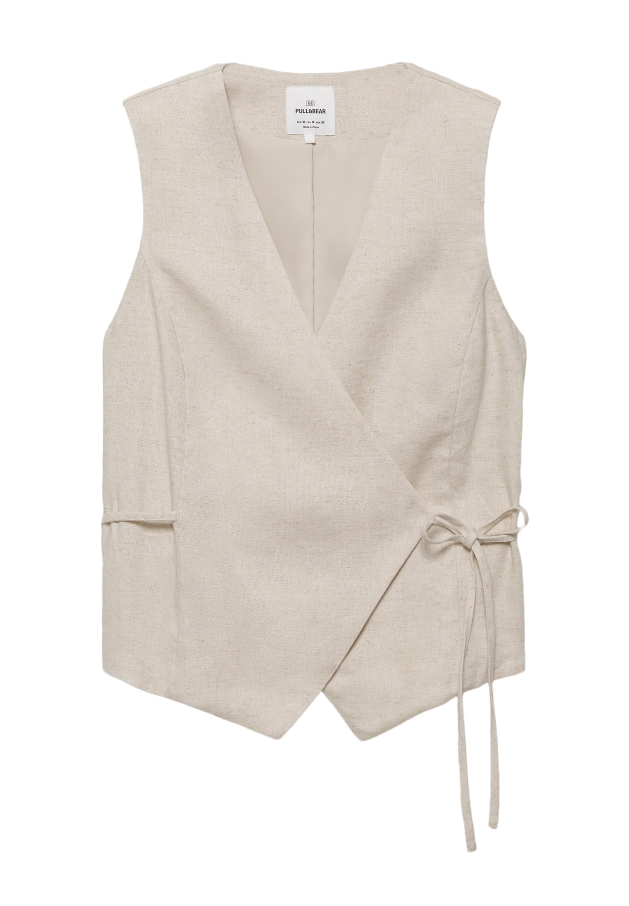 Rustic linen-blend waistcoat — Beige