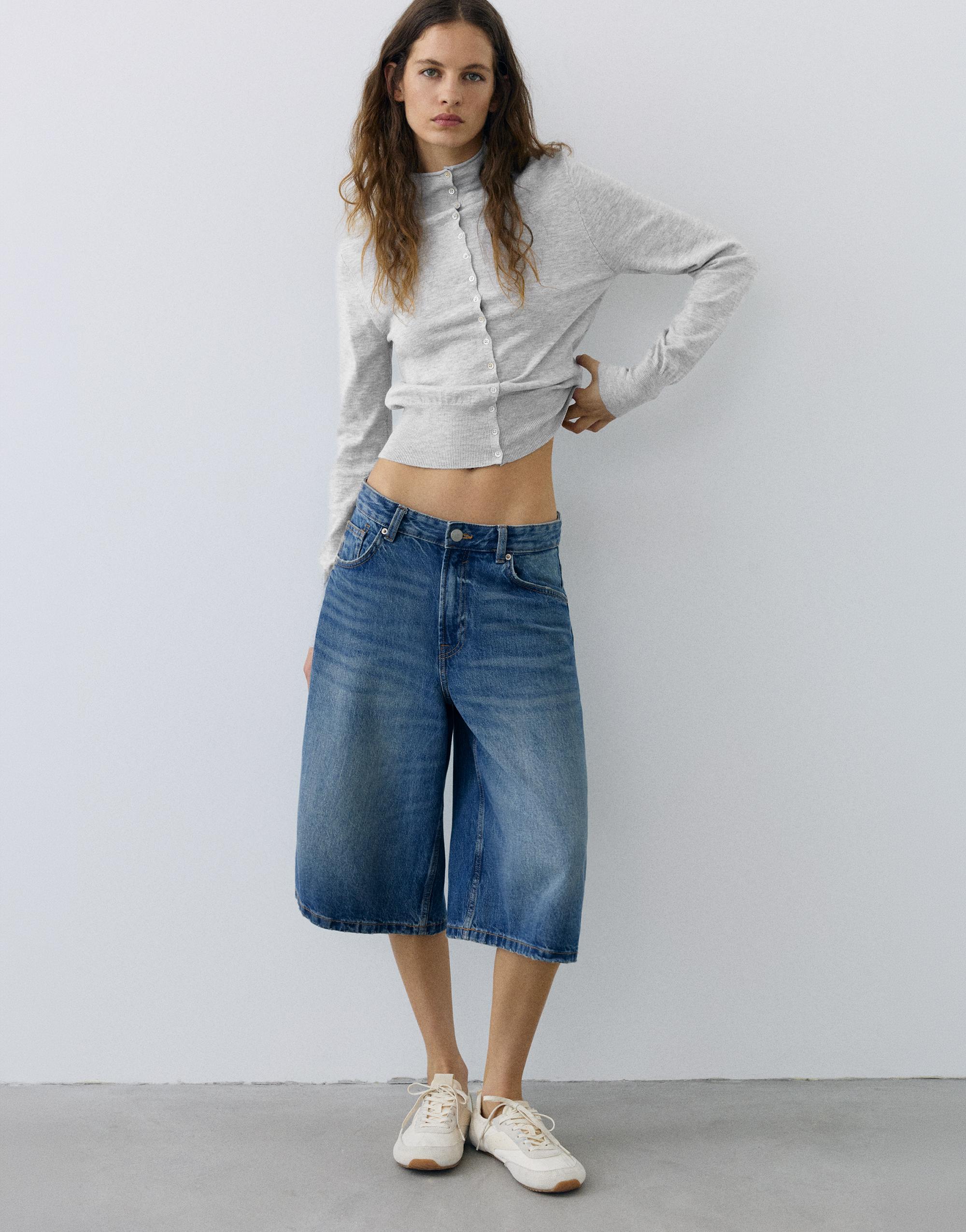 High-neck cardigan — Grey marl