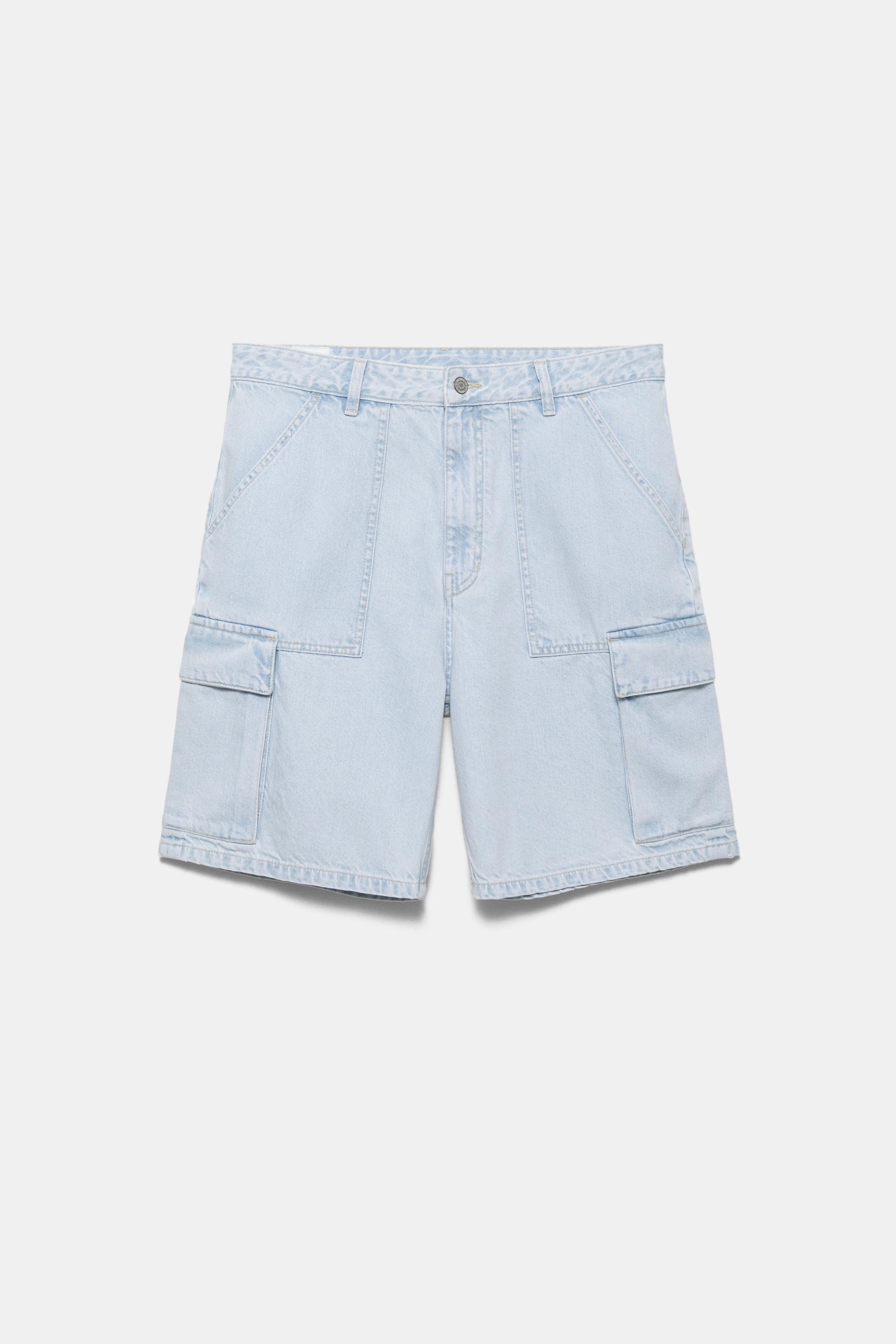 Baggy cargo Bermuda shorts — Pale indigo