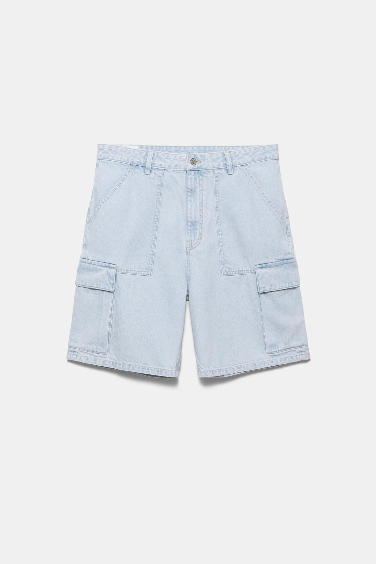 Baggy cargo Bermuda shorts — Pale indigo