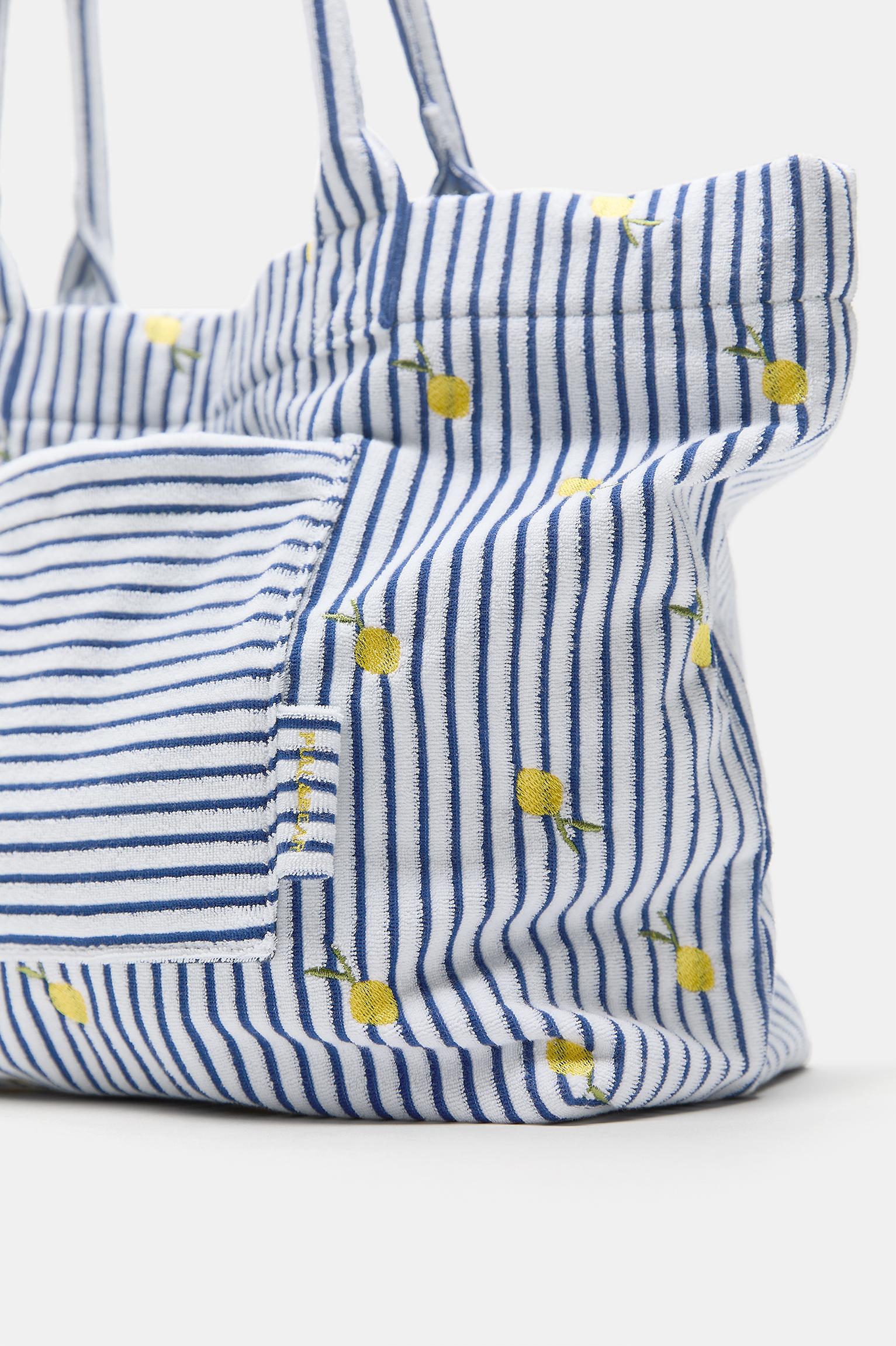 Striped towel shopper bag — Blue