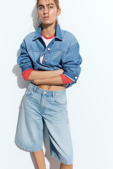 Low-rise denim jorts — Pale blue 1