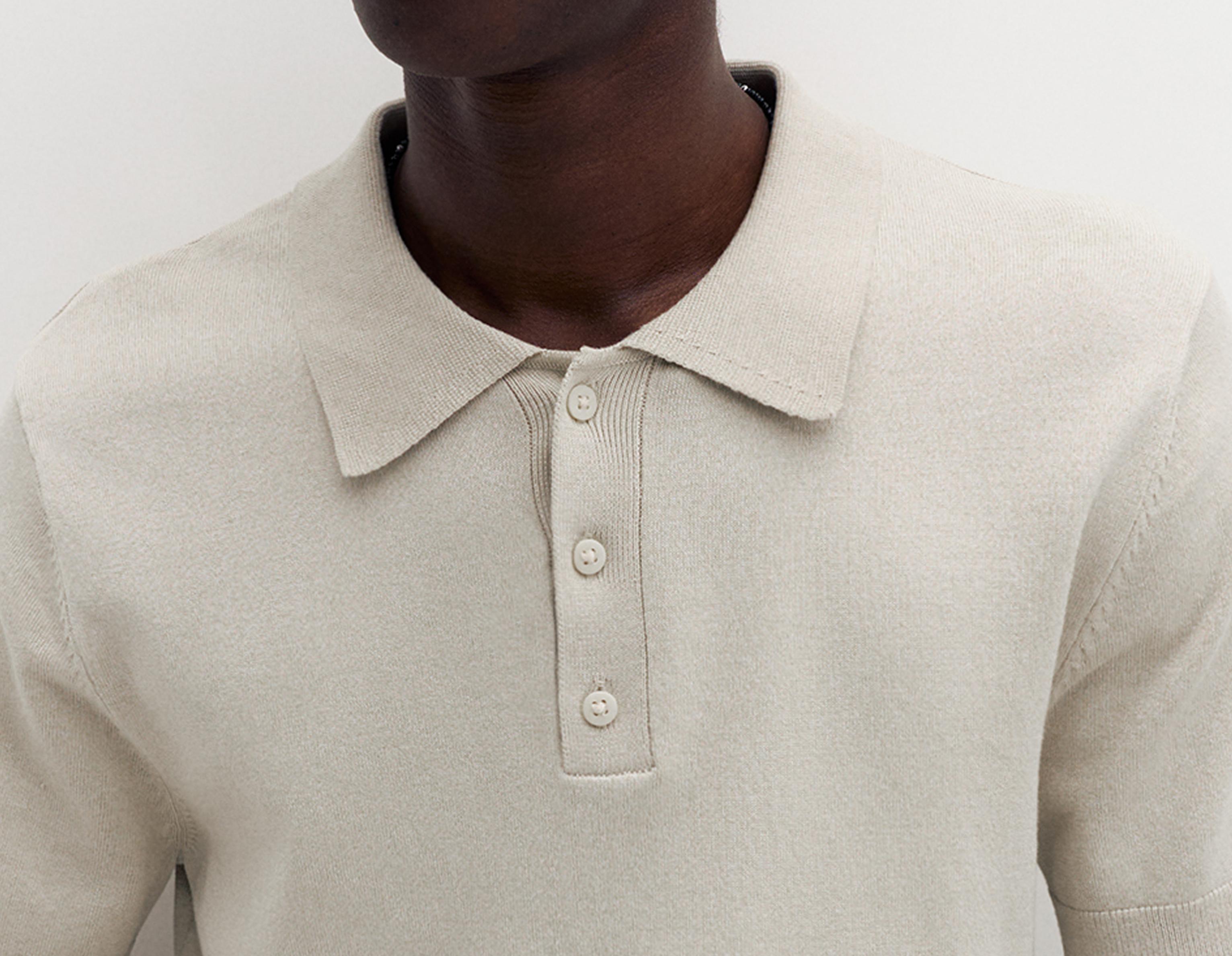 Short sleeve knit polo shirt — Sand