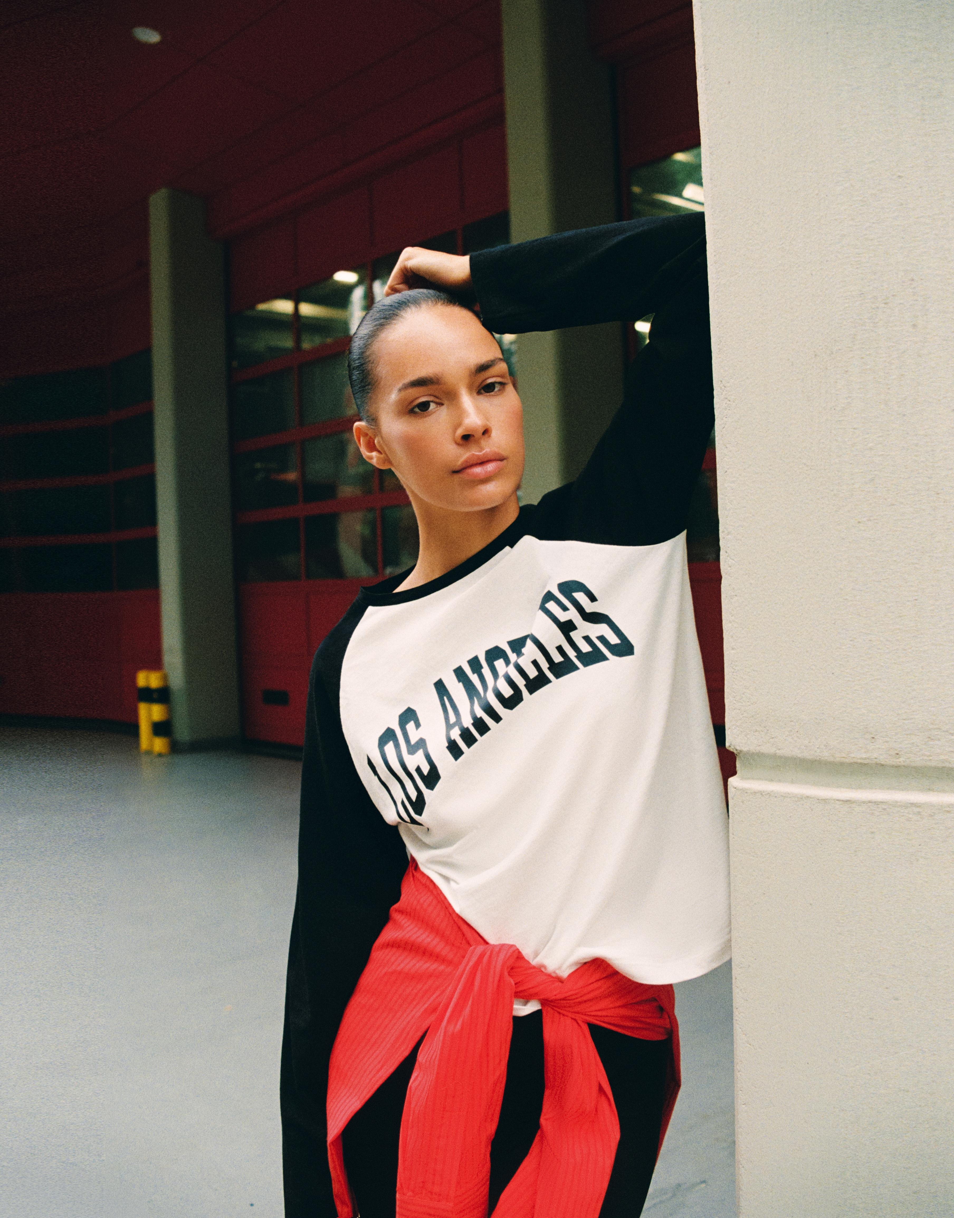 Los Angeles raglan sleeve T-shirt — White/Black