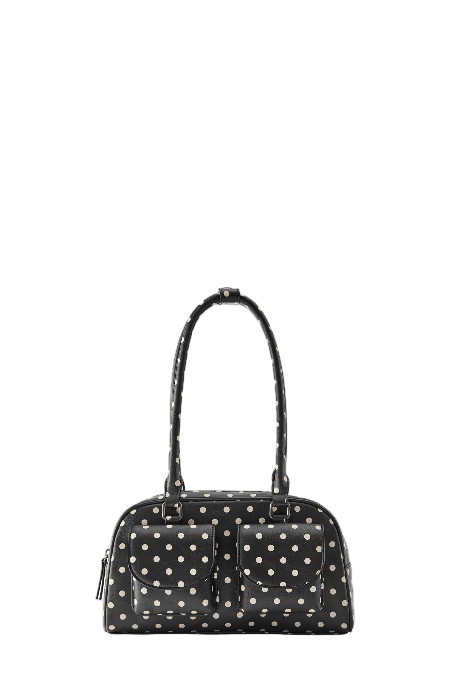 Polka dot multipocket shoulder bag — Black