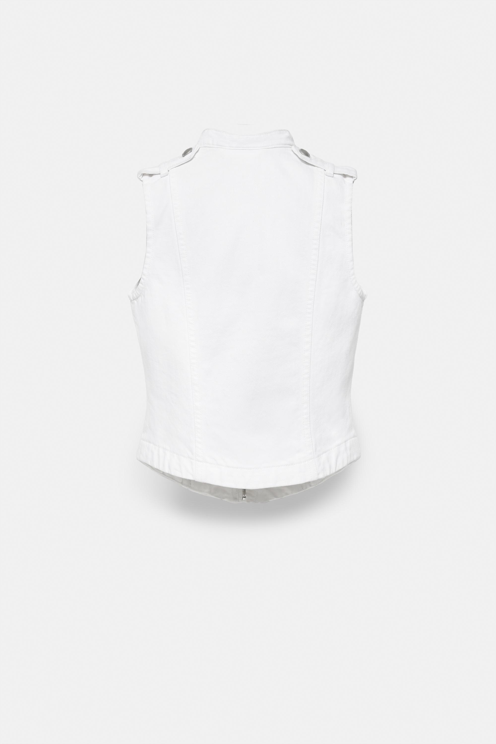Denim vest with toggle buttons — White