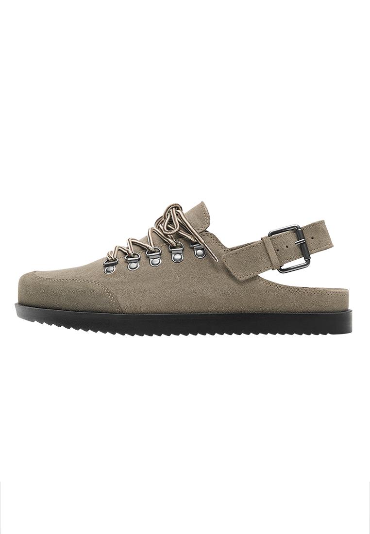 Lace-up leather clogs STWD — Taupe